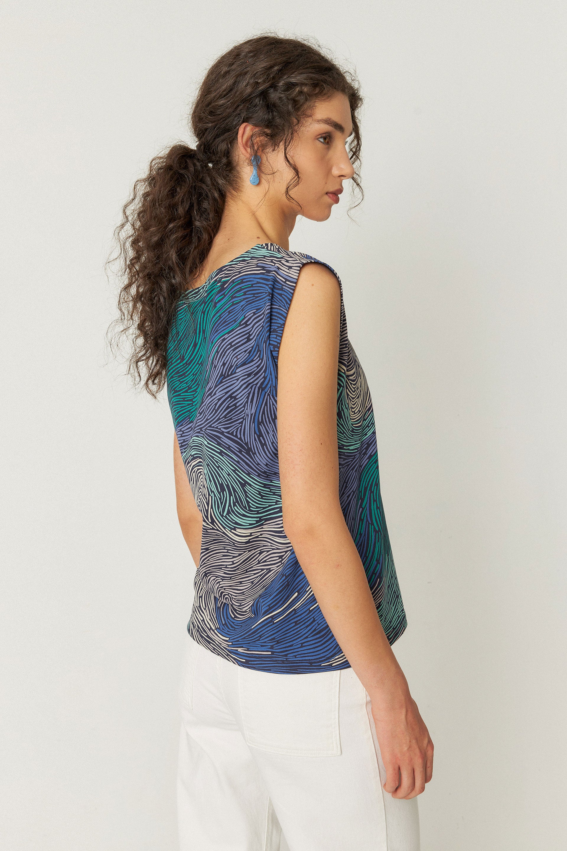 skfk femme t shirt marixol stream bleu coton bio l armoire poethique  2