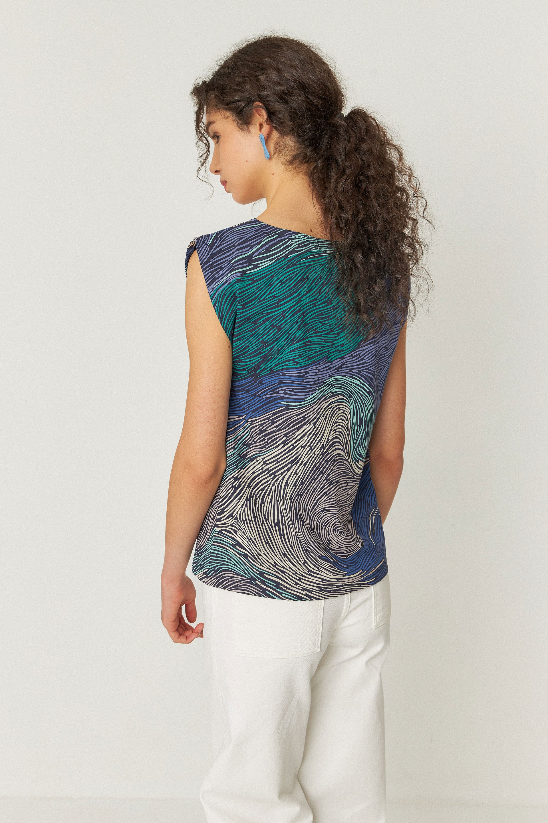 skfk femme t shirt marixol stream bleu coton bio l armoire poethique  3