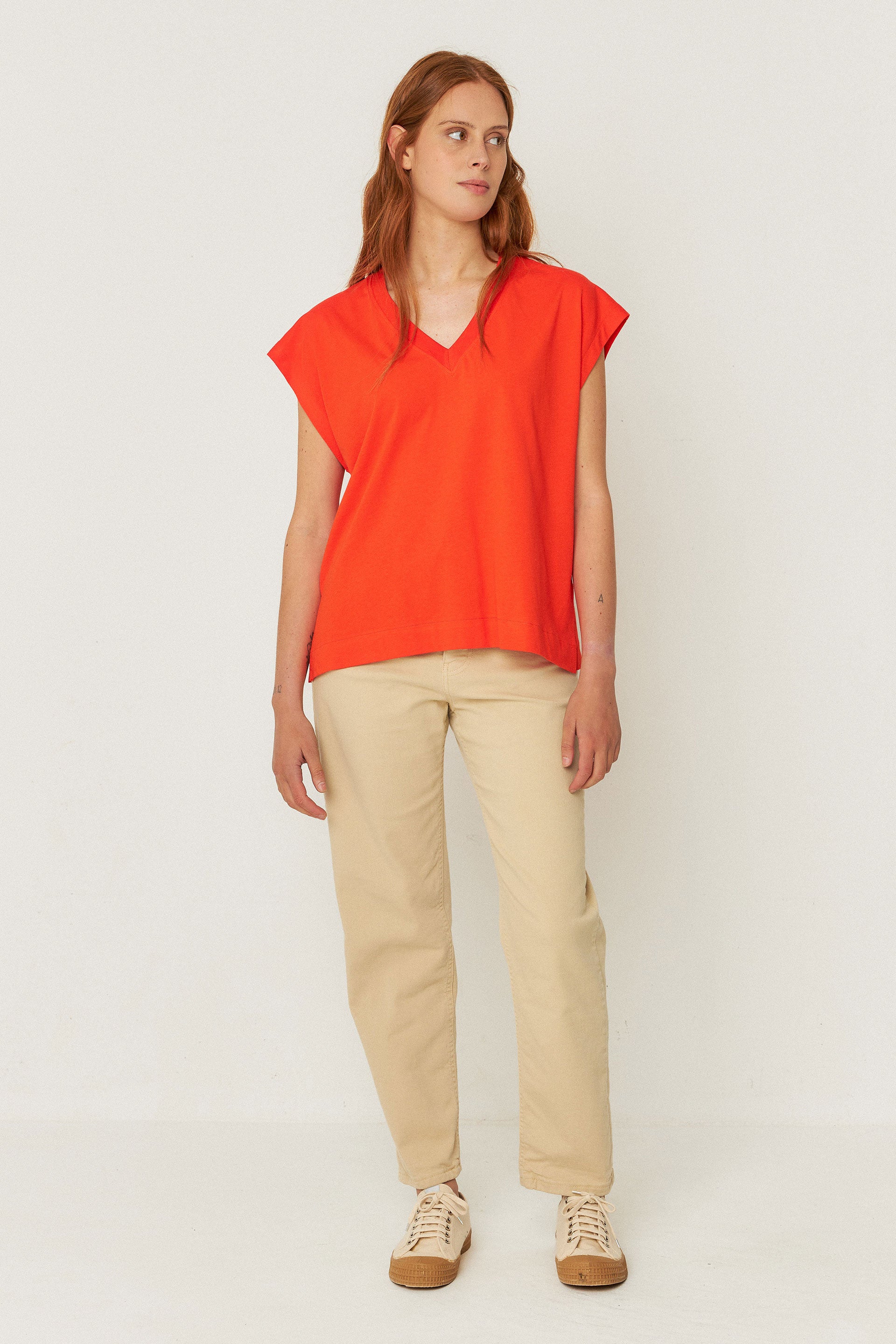 skfk femme t shirt zuntz 4 rouge tuile coton bio l armoire poethique  2