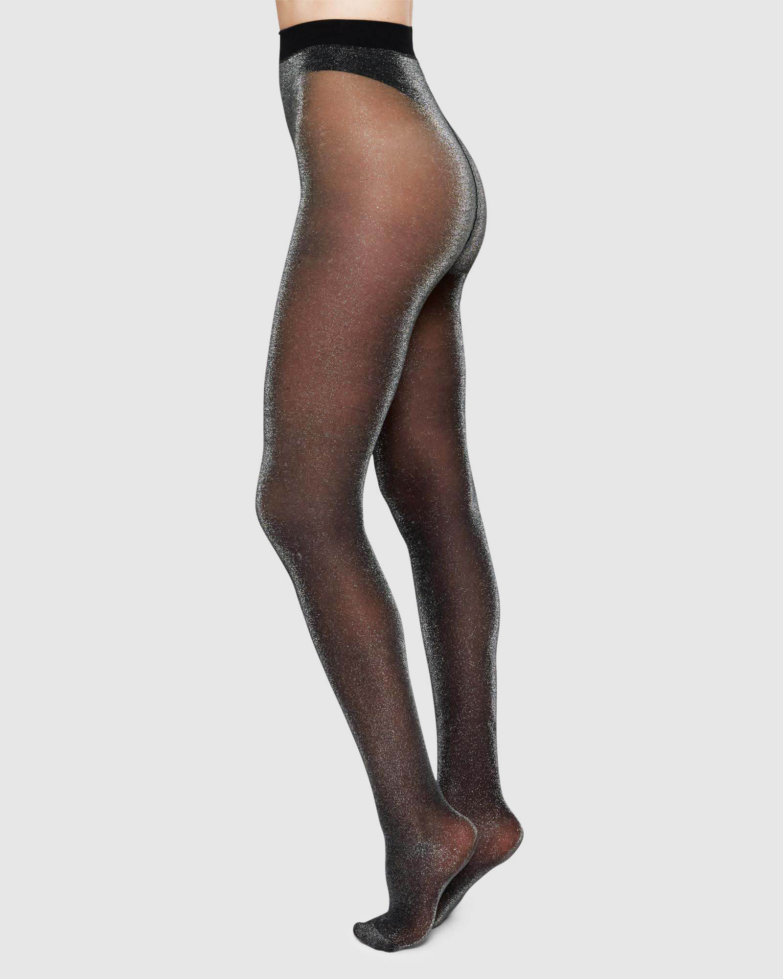 swedish stockings femme collants tora shimmery noir argente polyamide recycle l armoire poethique 2