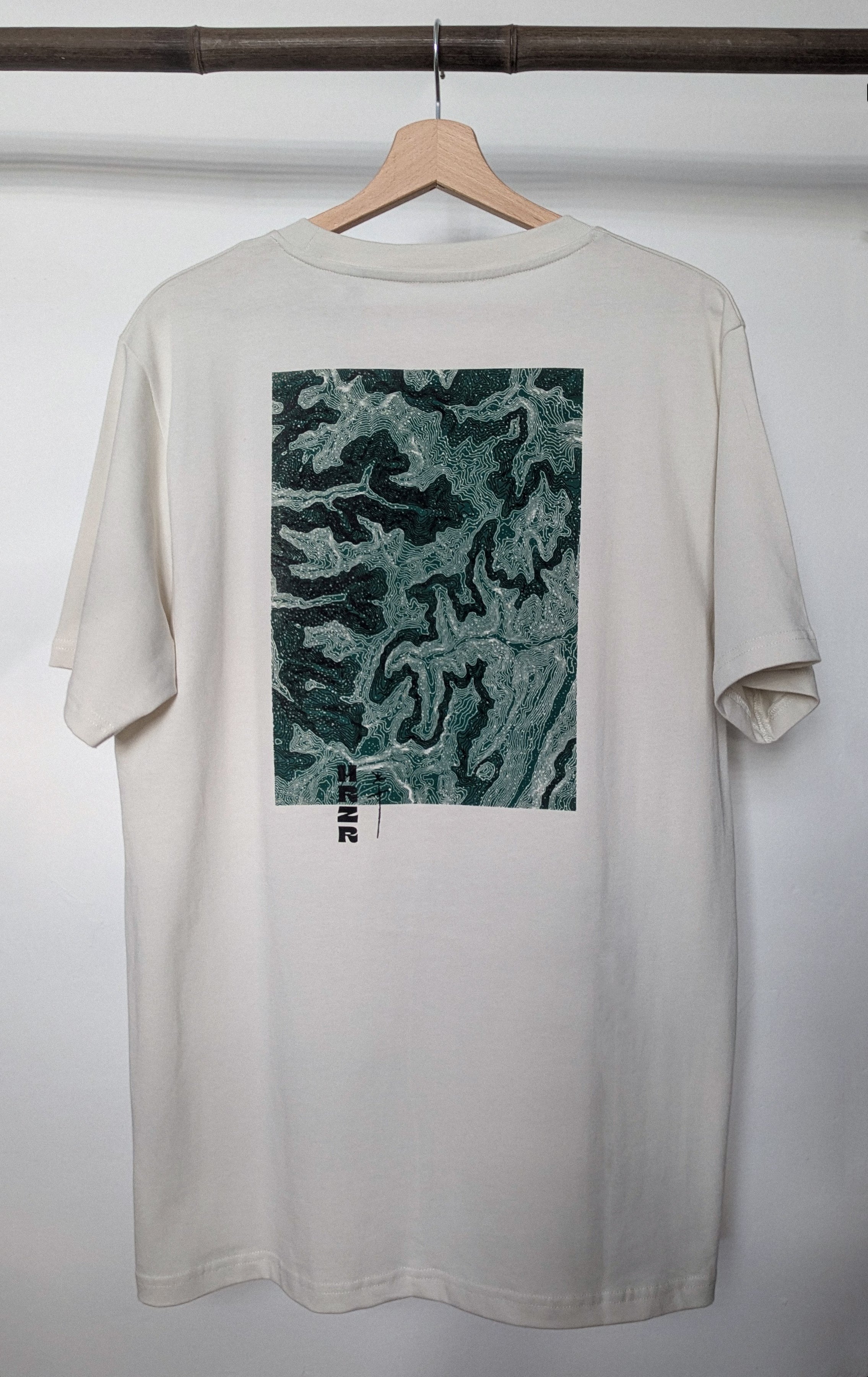 tee shirt en coton bio pentz vanille et vert harizuri unisexe pentz coton bio vanille vert 1