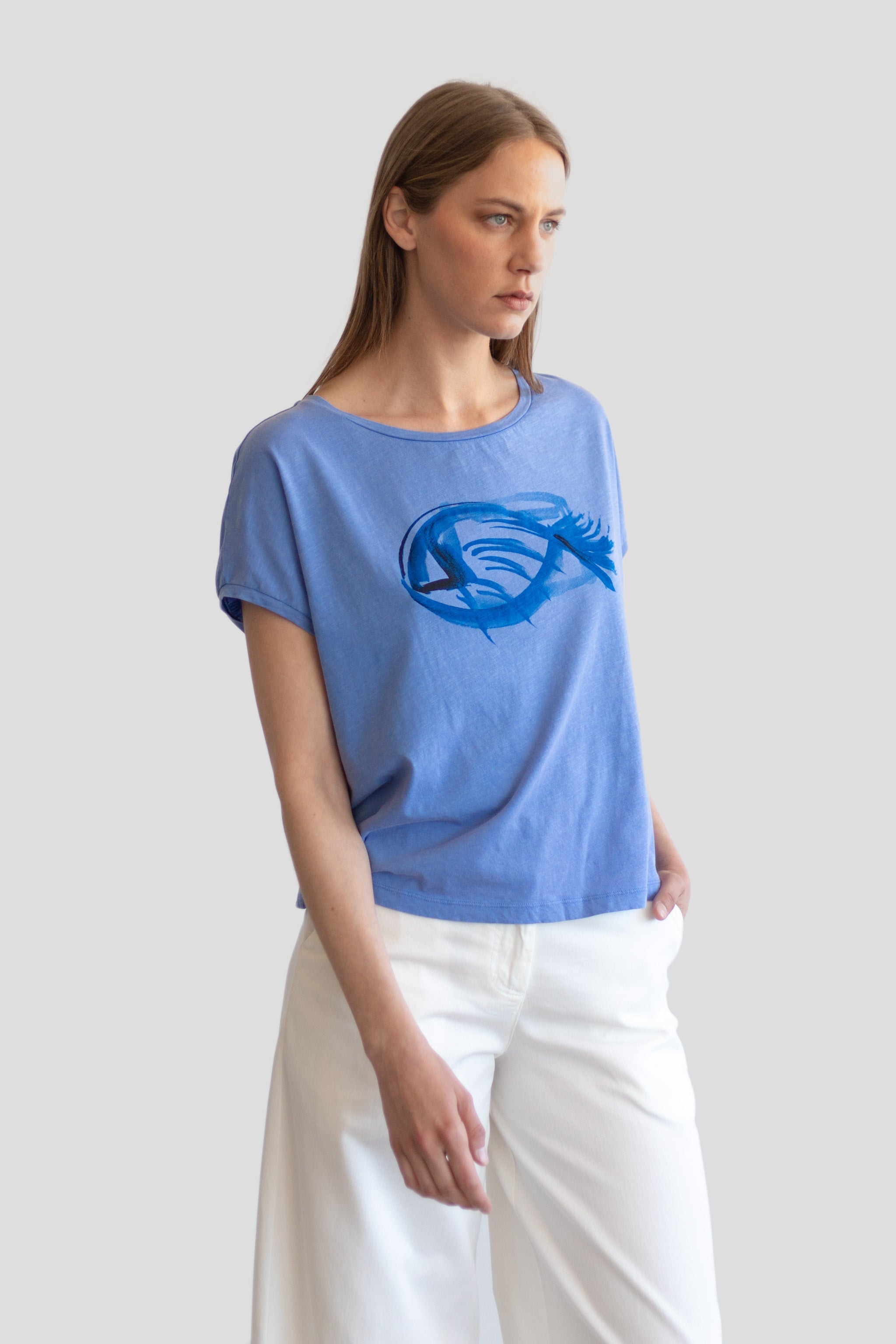 tee shirt poisson en coton bio bleu camiseta azul pez pan femme teeshirt azul pez bleu coton l armoire poethique 5