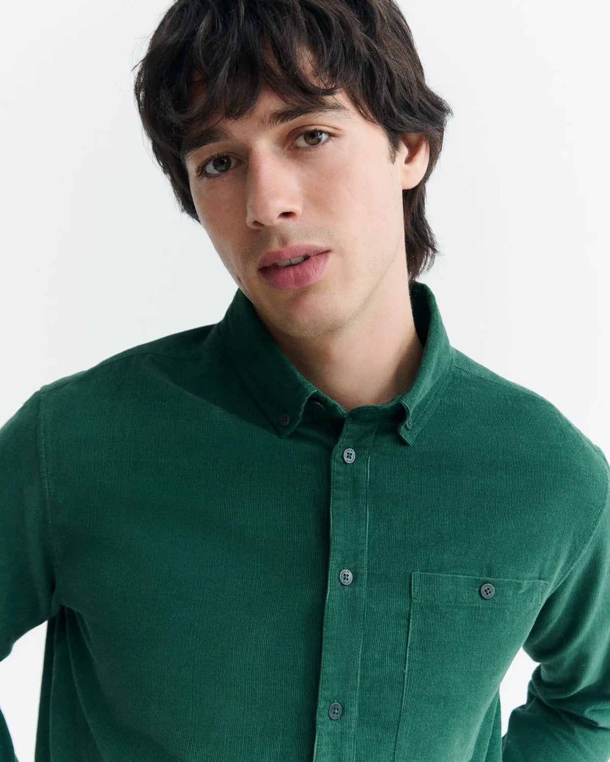 thinking mu chemise en velours de coton bio anto vert l armoire poethique