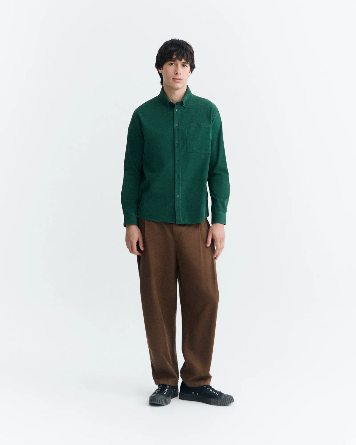 thinking mu chemise en velours de coton bio anto vert l armoire poethique