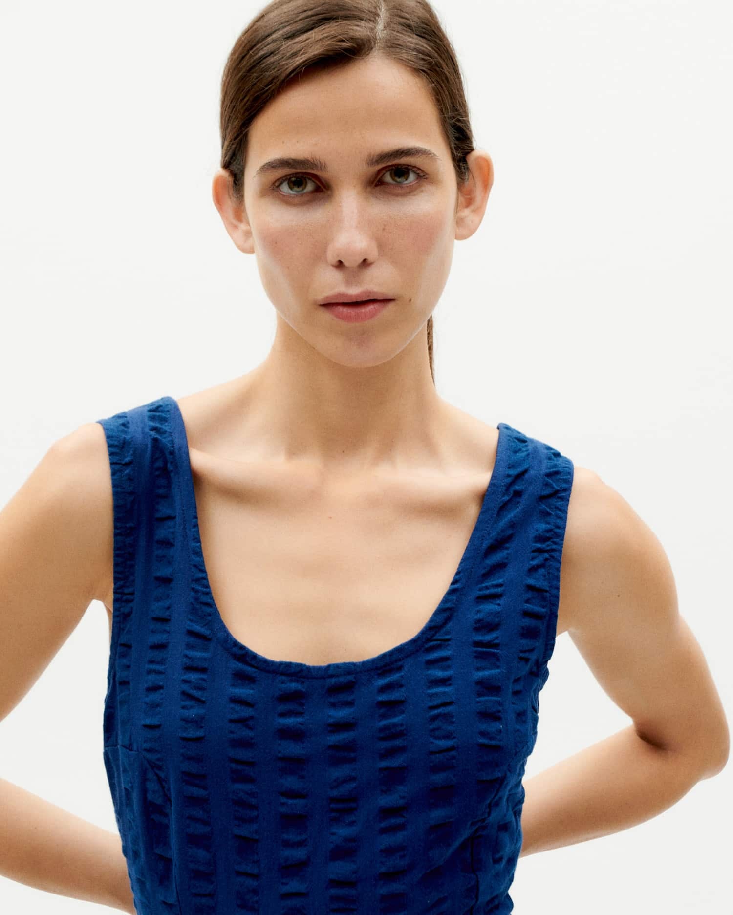 thinking mu femme combinaison seersucker rafflesia bleu marine coton bio l armoire poethique 2