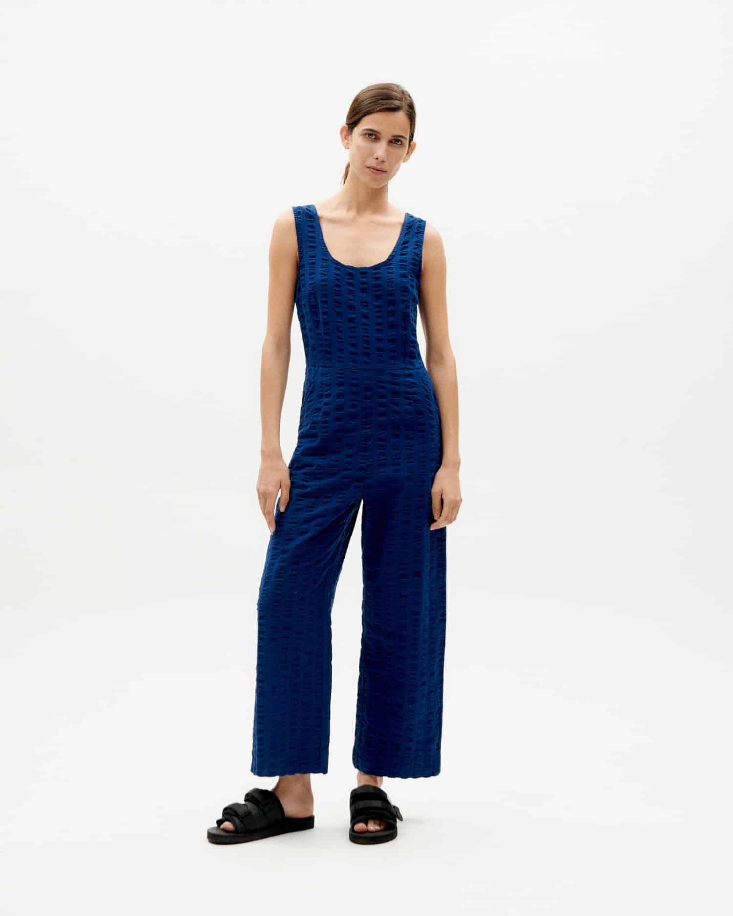 thinking mu femme combinaison seersucker rafflesia bleu marine coton bio l armoire poethique 4