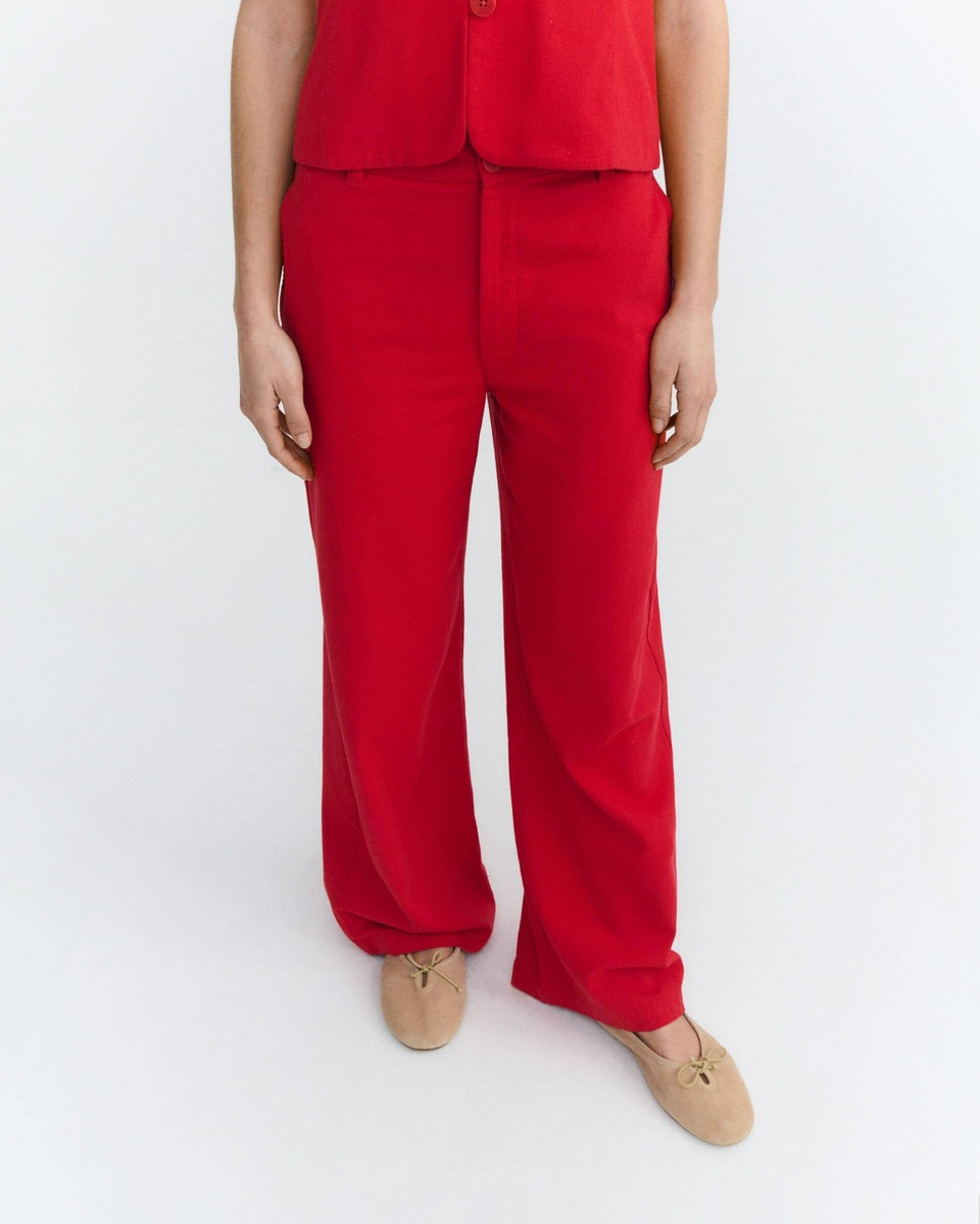 thinking mu femme pantalon karina rouge coton bio l armoire poethique 1