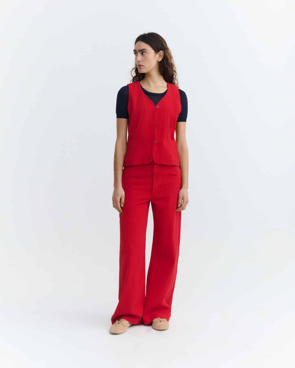 thinking mu femme pantalon karina rouge coton bio l armoire poethique 2