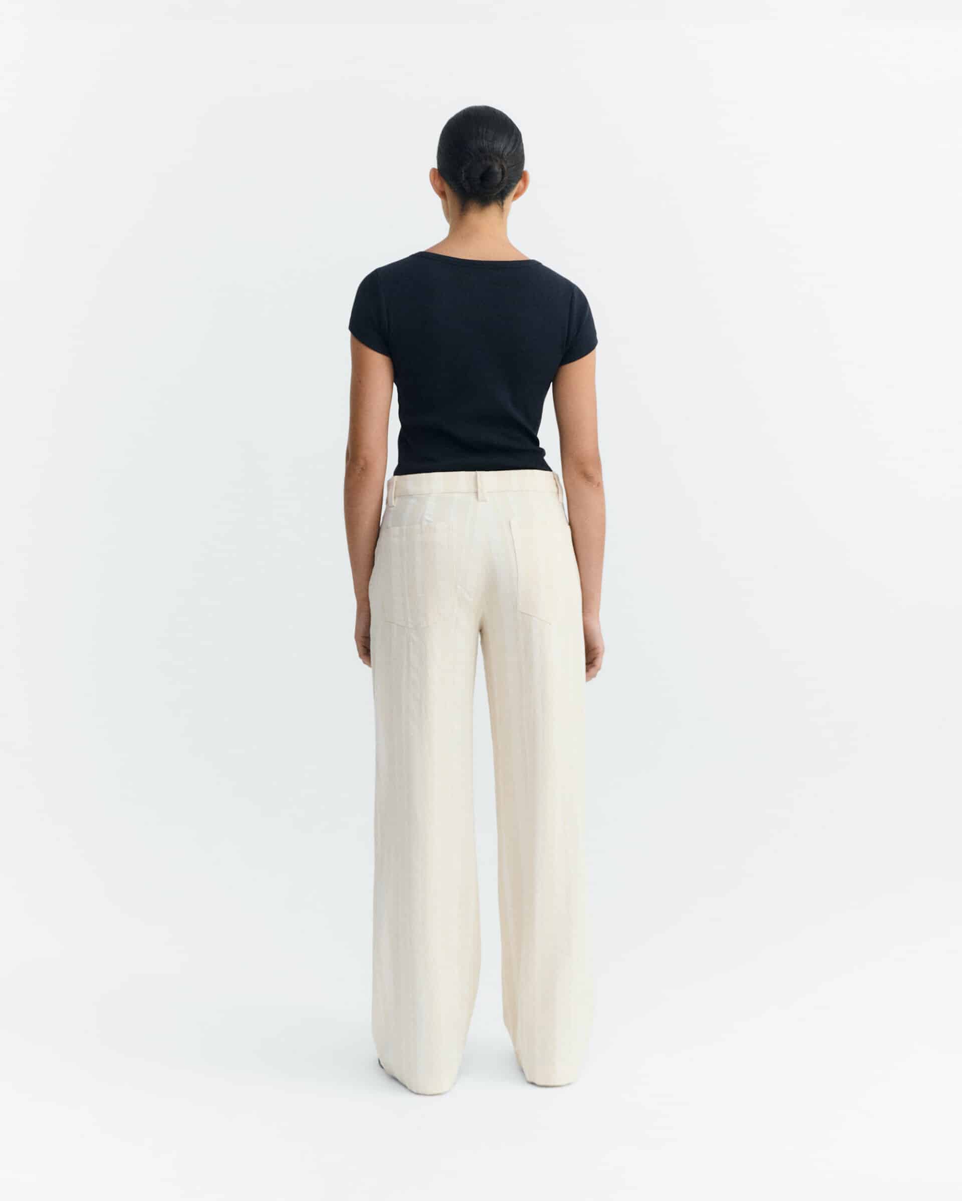 thinking mu femme pantalon raw dappled stripes serena ecru coton bio l armoire poethique 3