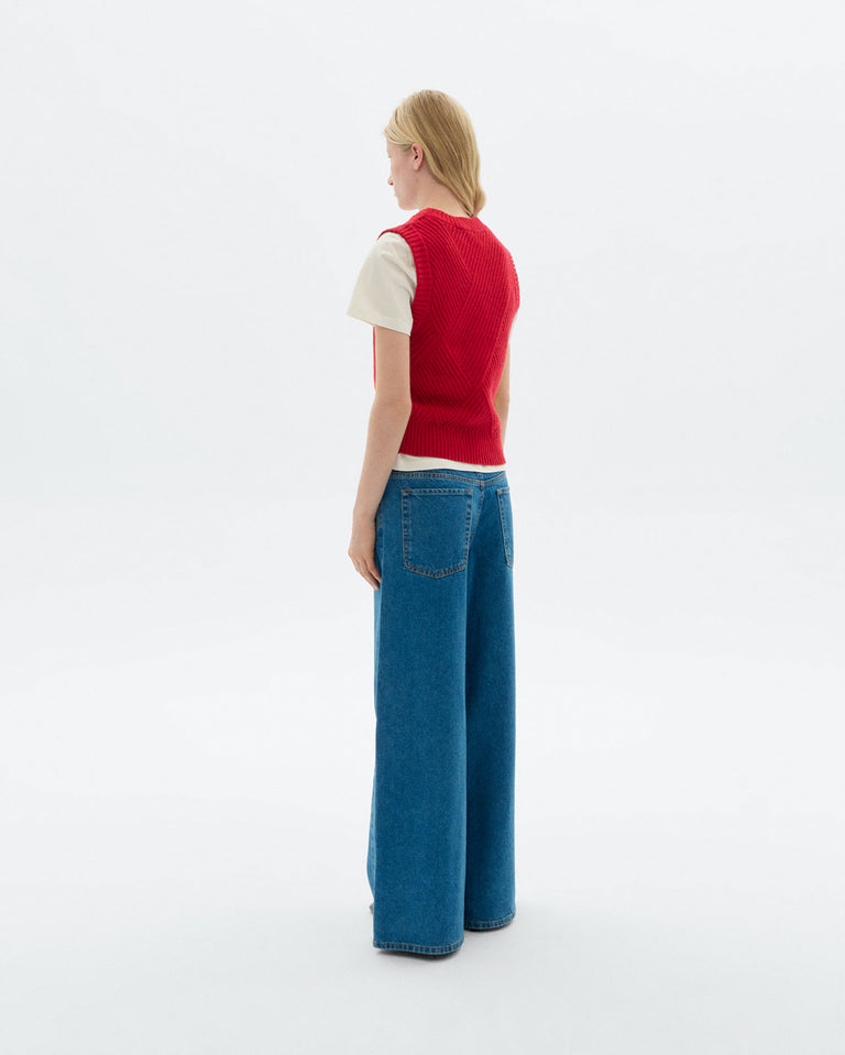 thinking mu femme pull sans manches kaia rouge laine l armoire poethique 5