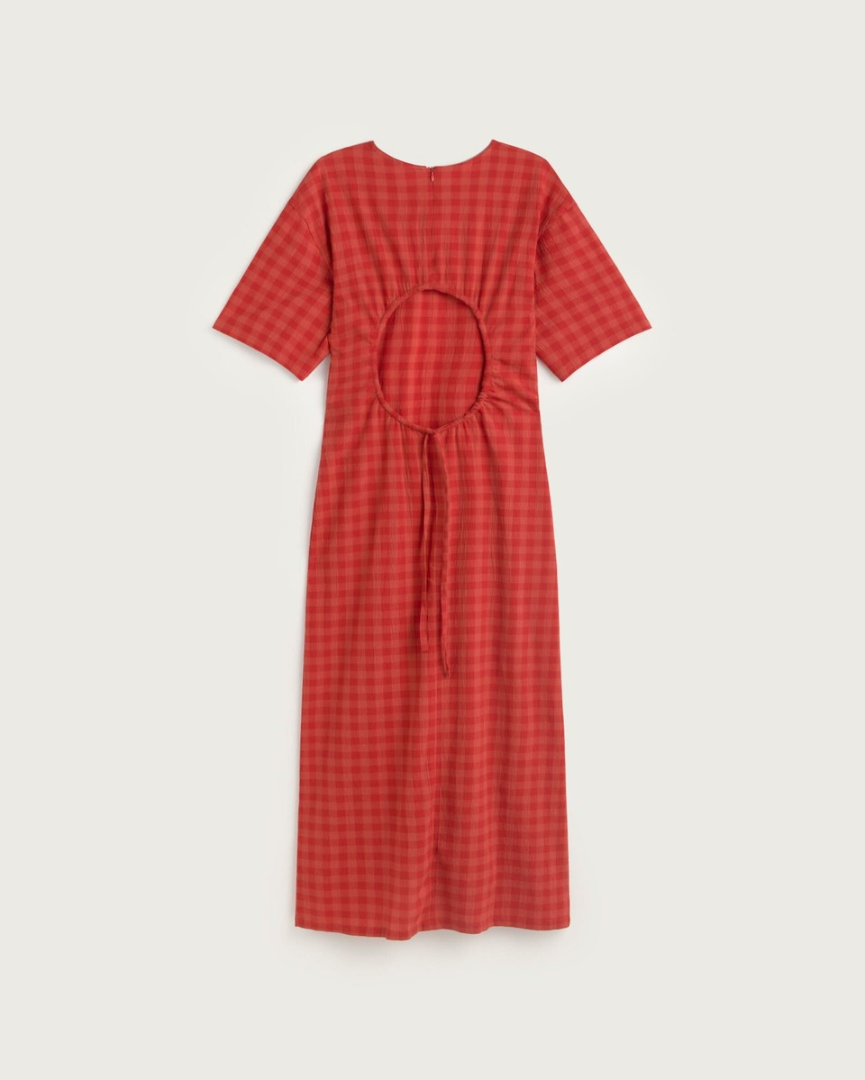 thinking mu femme robe seersucker geraldine rouge coton bio l armoire poethique 1