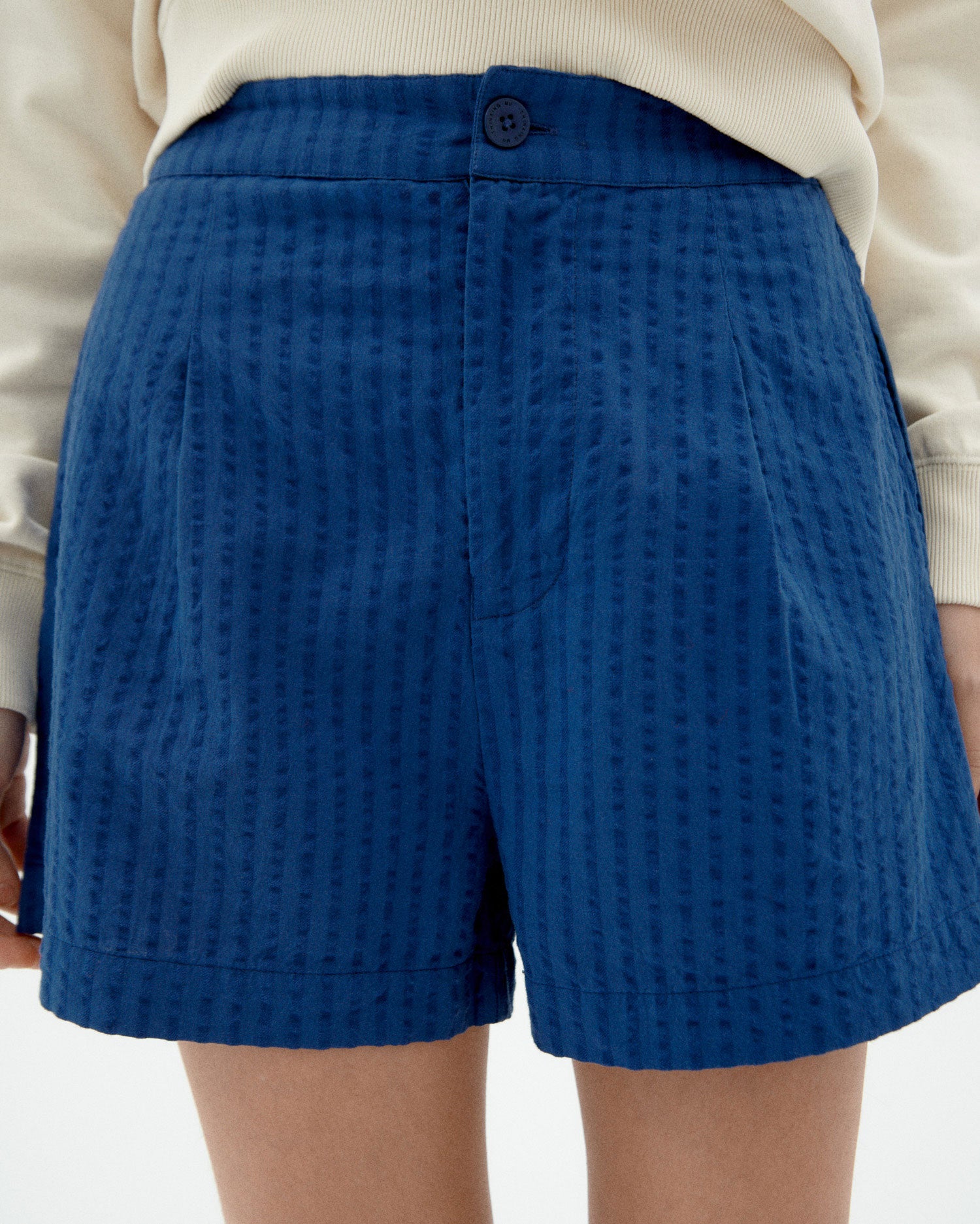 thinking mu femme short narciso bleu cobalt coton bio l armoire poethique  3