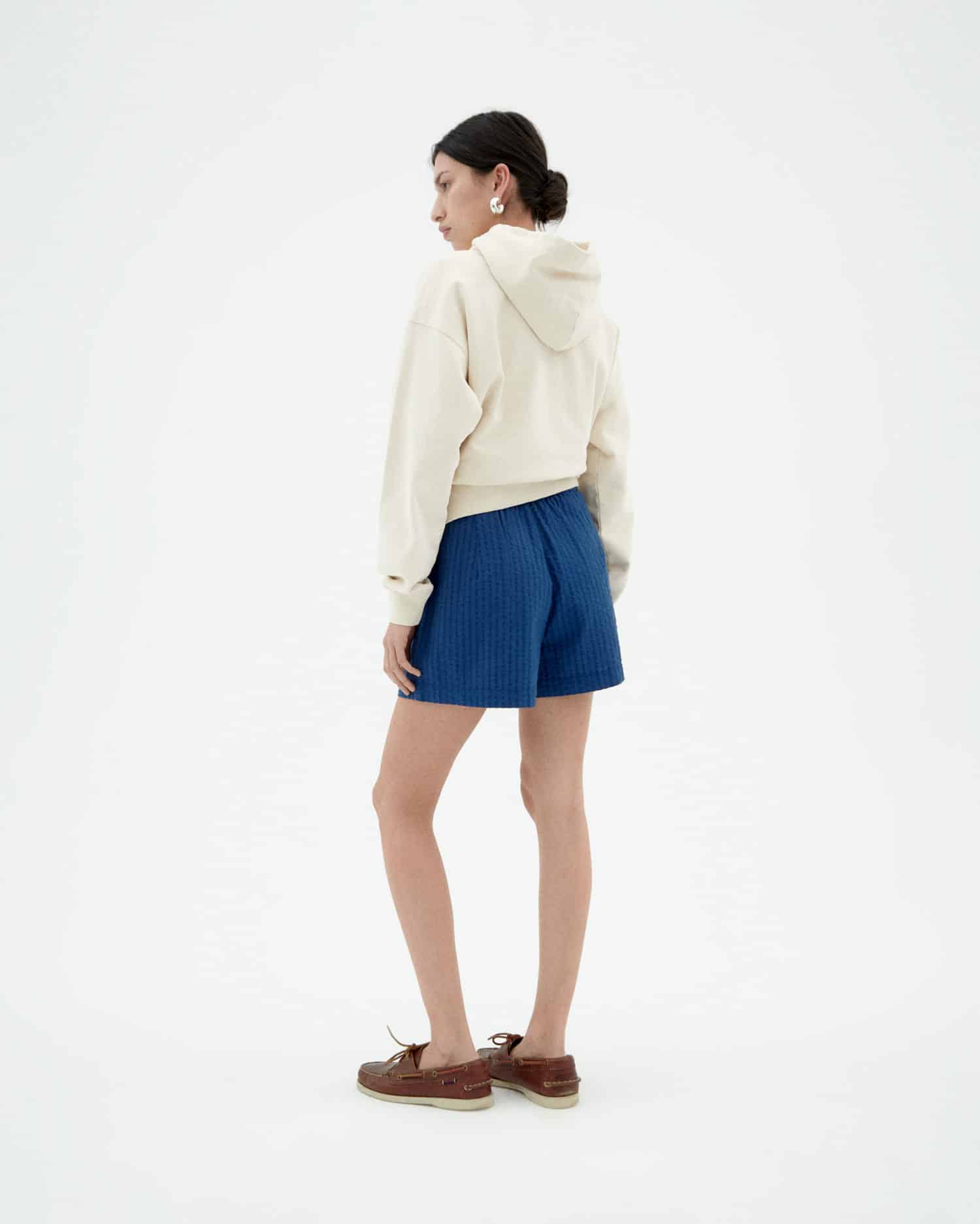 thinking mu femme short narciso bleu cobalt coton bio l armoire poethique  4