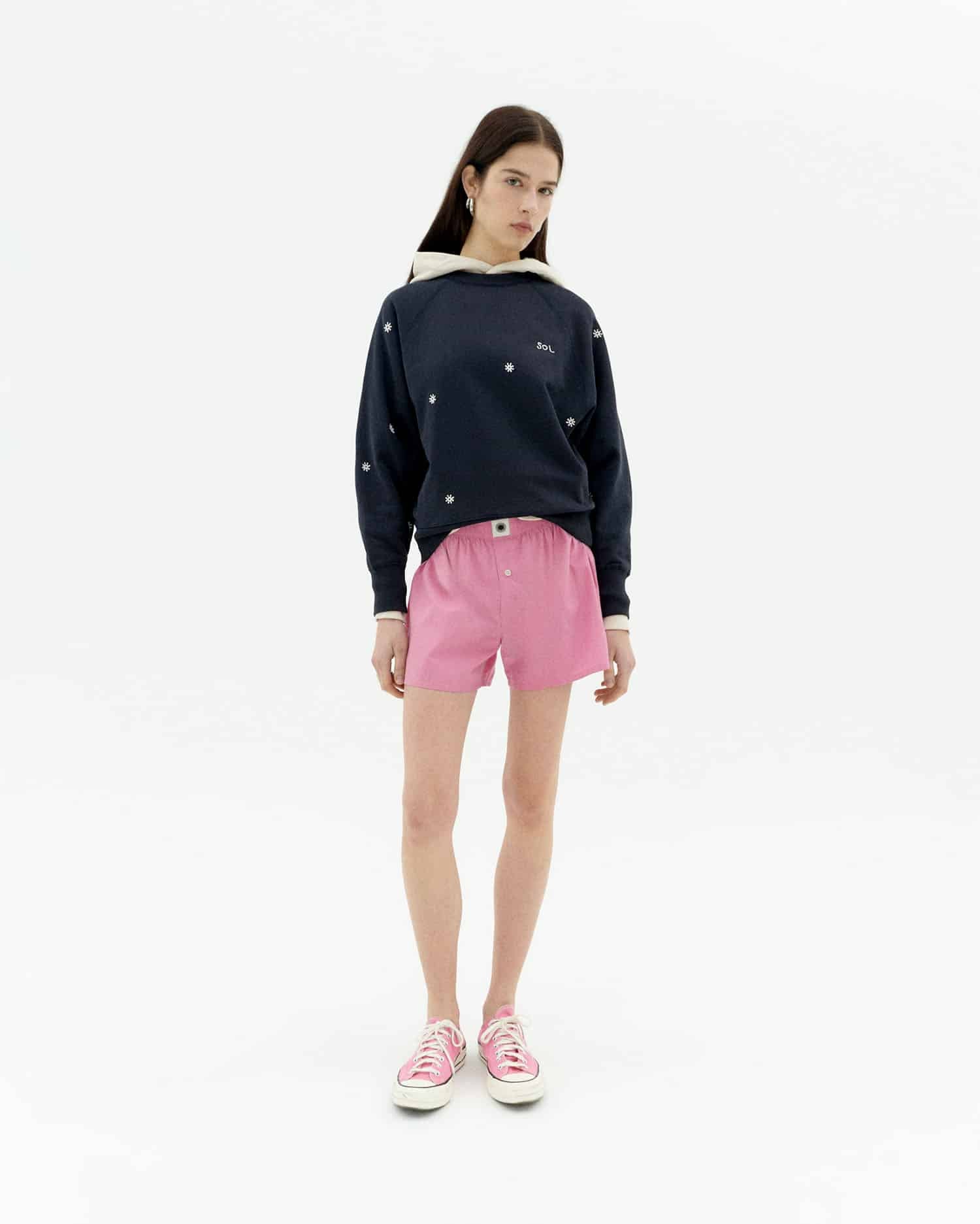 thinking mu femme sweatshirt solsol bonnie bleu marine blanc coton bio l armoire poethique  2