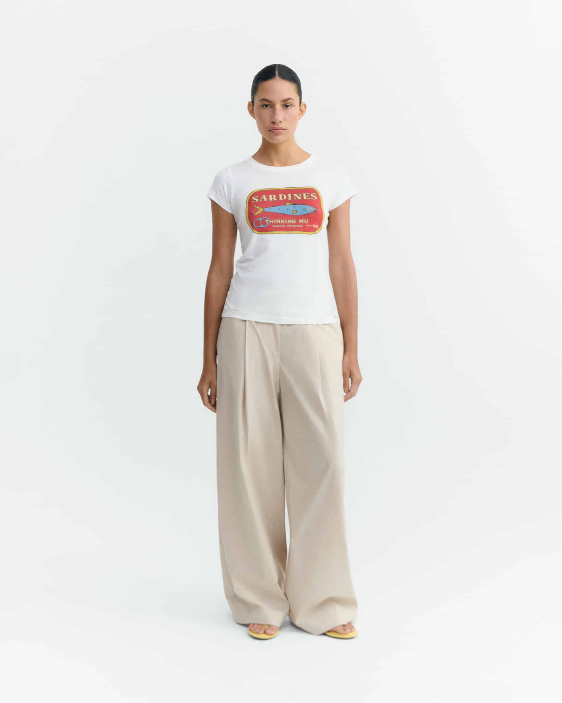 thinking mu femme t shirt sardines mirna blanc bleu rouge coton bio l armoire poethique 2