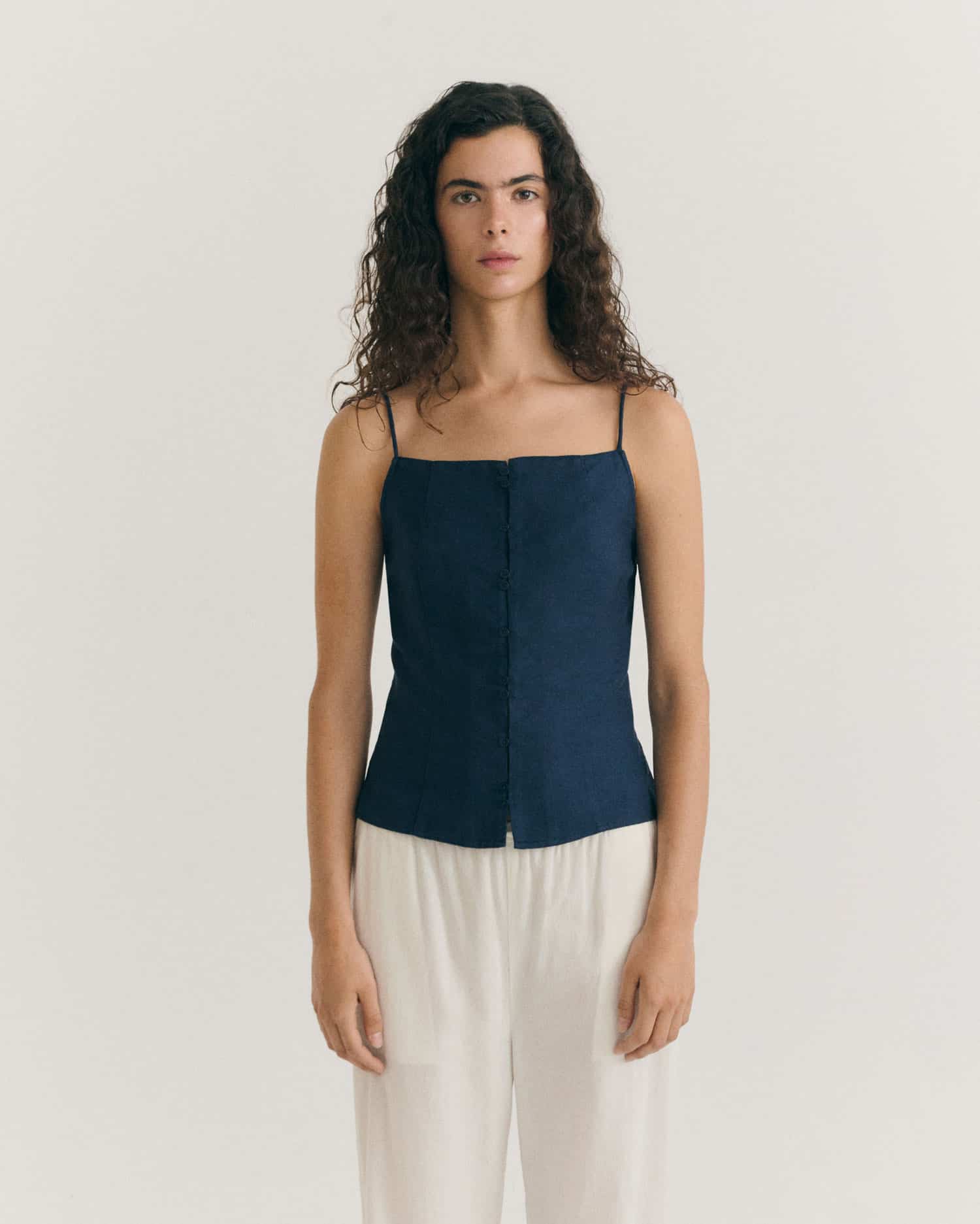 thinking mu femme top liora bleu coton bio chanvre l armoire poethique 4