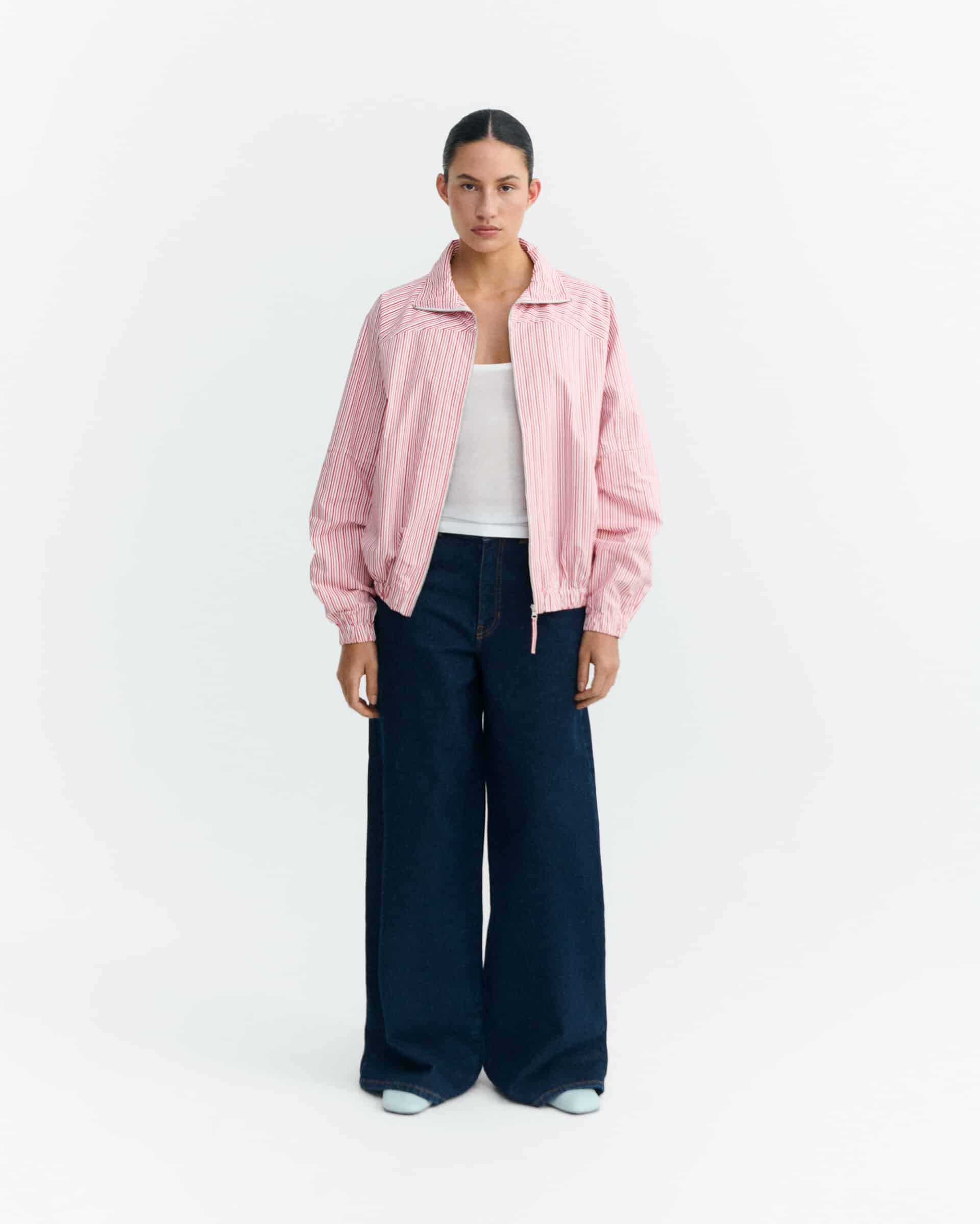 thinking mu femme veste colliure stripes monica blanc rouge coton bio l armoire poethique 3