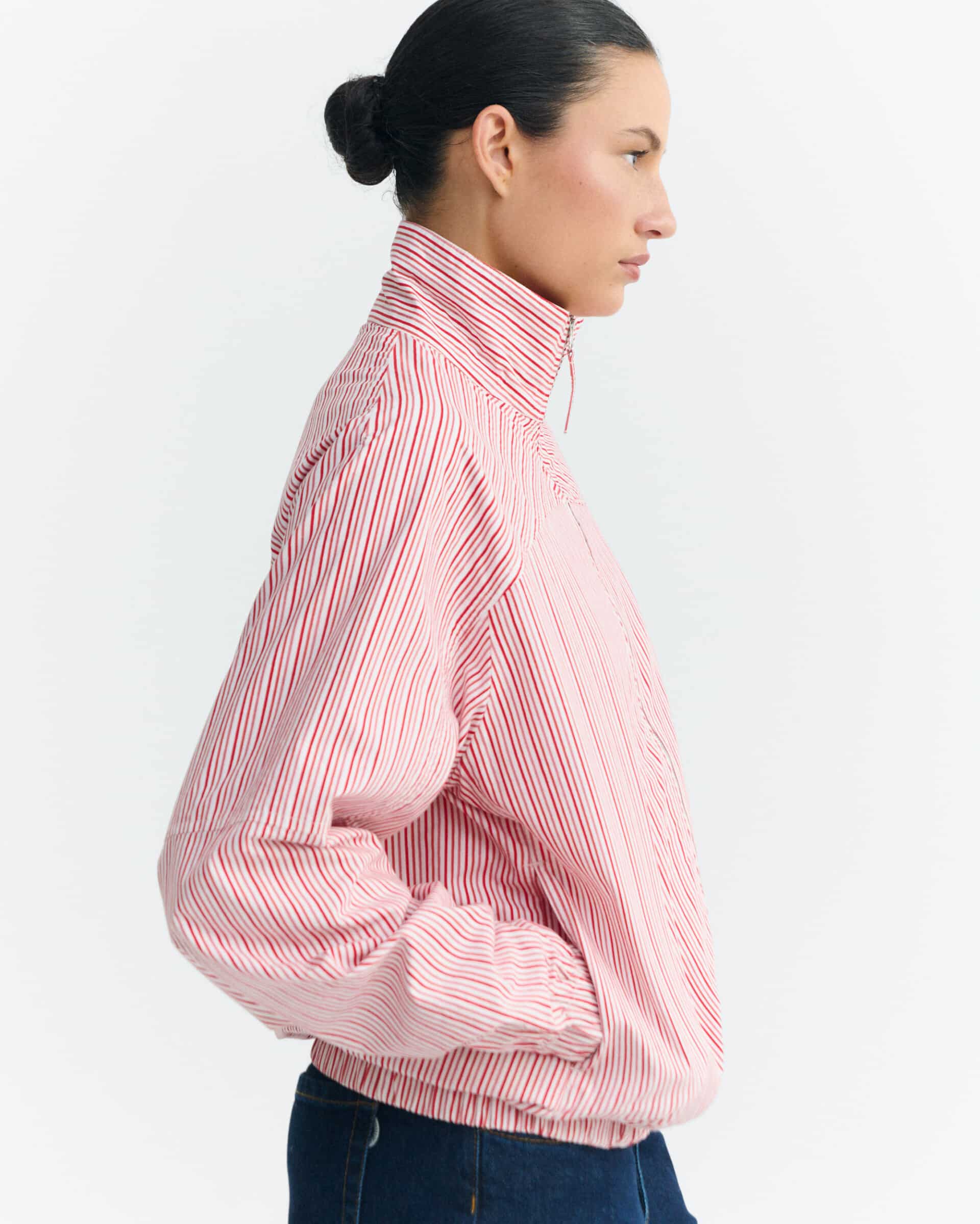 thinking mu femme veste colliure stripes monica blanc rouge coton bio l armoire poethique 4