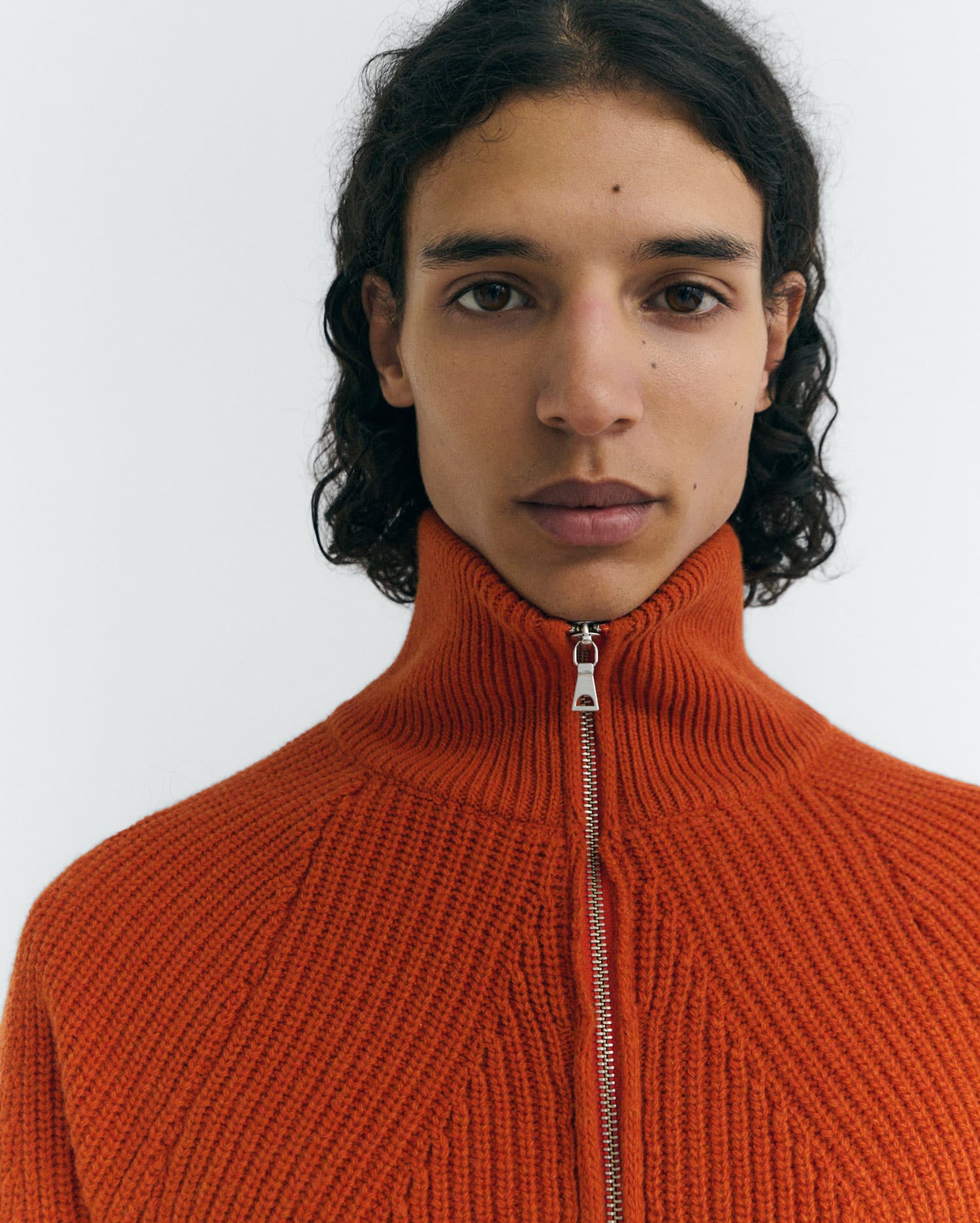 thinking mu homme cardigan zipp ekaiz abricot laine l armoire poethique 3