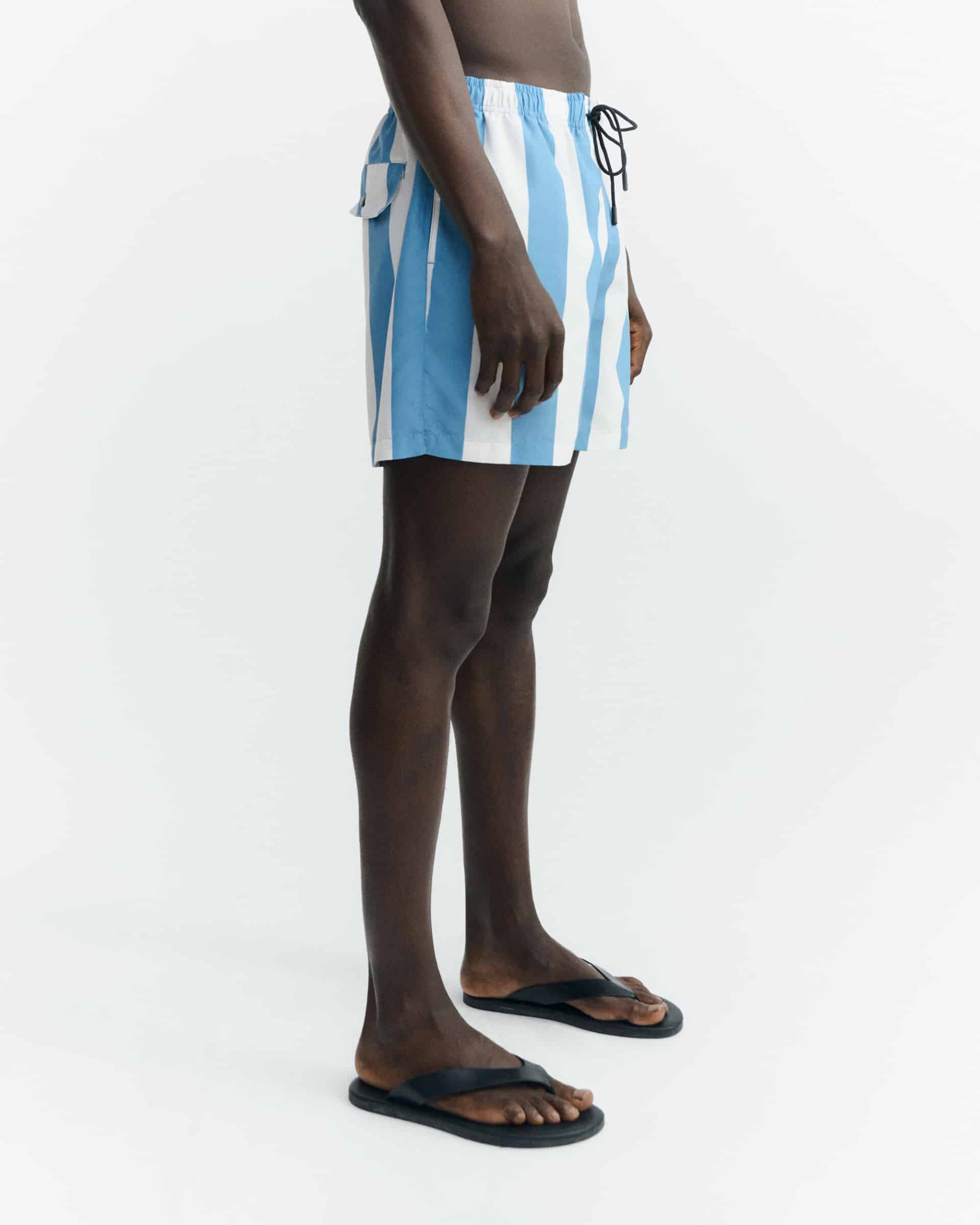 thinking mu homme short de bain pool stripes limpopo bleu blanc polyester recycle l armoire poethique 3