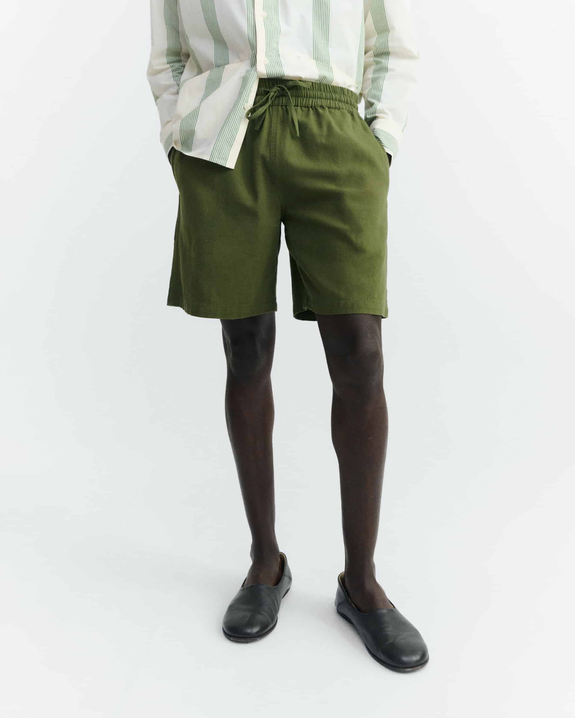 thinking mu homme short kentia henry coton bio vert olive l armoire poethique 1