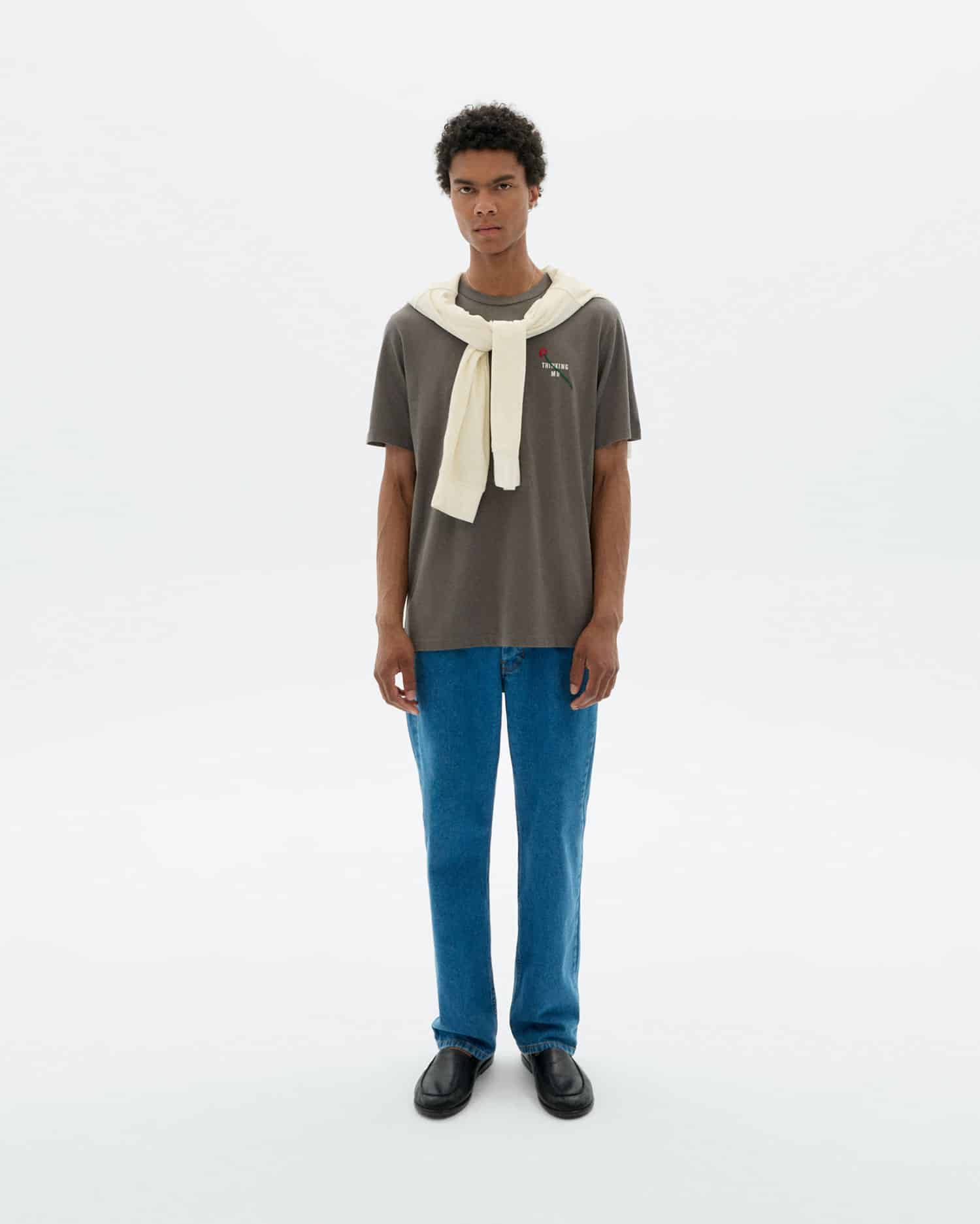 thinking mu homme t shirt flower pavement zach gris coton bio l armoire poethique 2