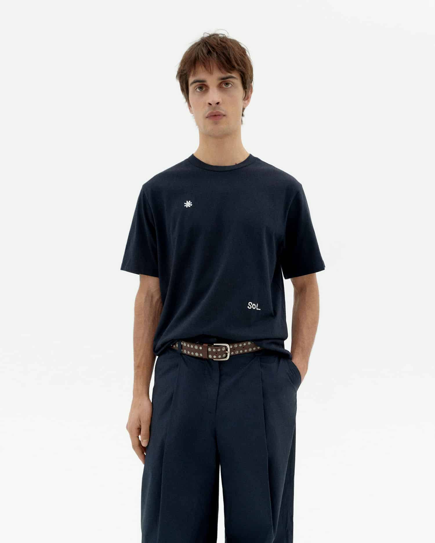 thinking mu homme t shirt solsol zach bleu marine blanc coton bio l armoire poethique 1