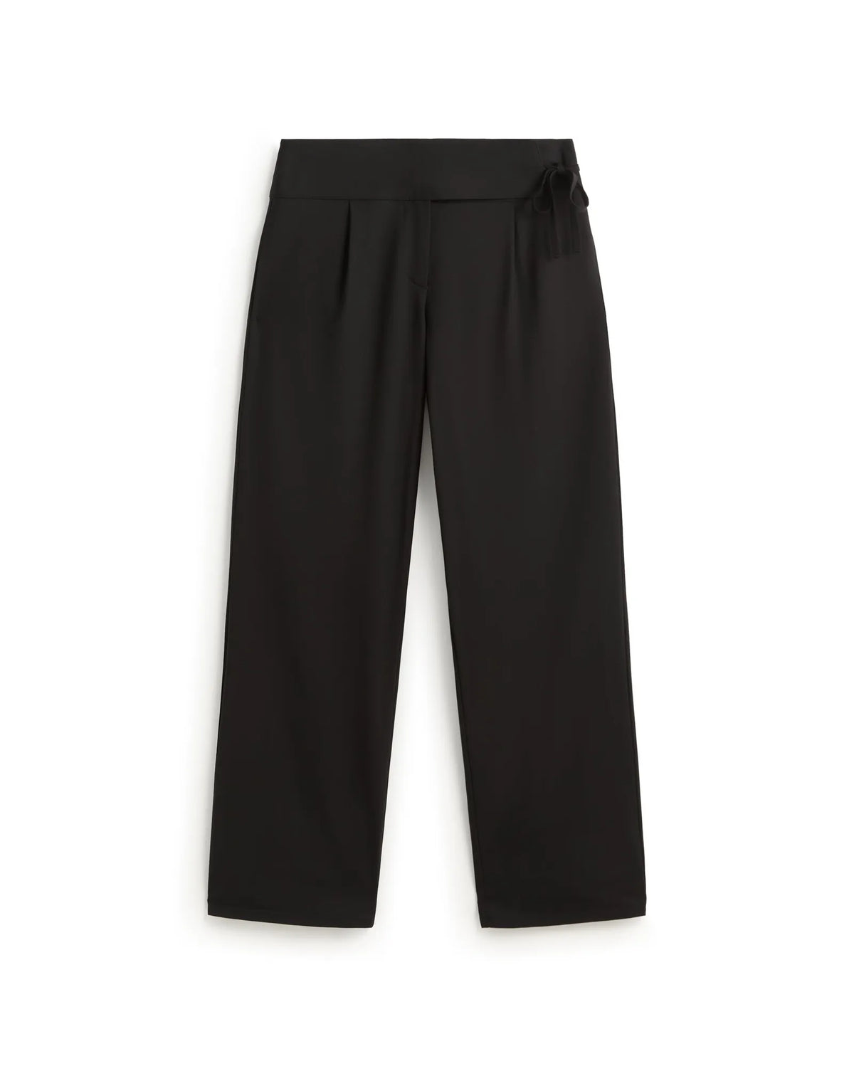 thinking mu pantalon droit en polyester recycle et laine yuri noir l armoire poethique
