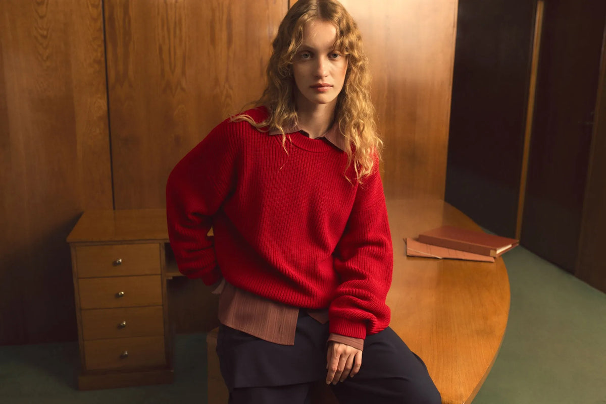 thinking mu pull en coton bio carmen rouge l armoire poethique