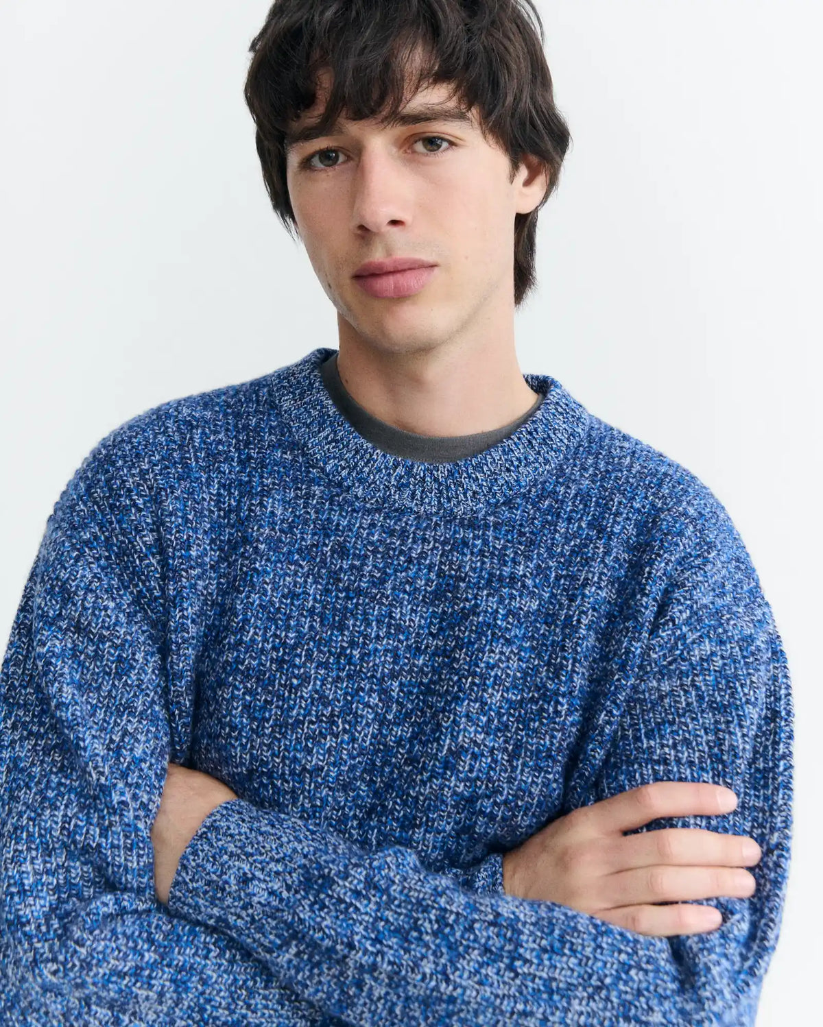 thinking mu pull en laine merinos santos knitted bleu l armoire poethique