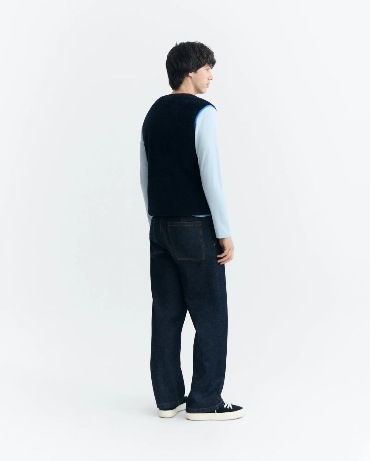 thinking mu veste polaire sans manches en polyester recycle troy bleu marine l armoire poethique