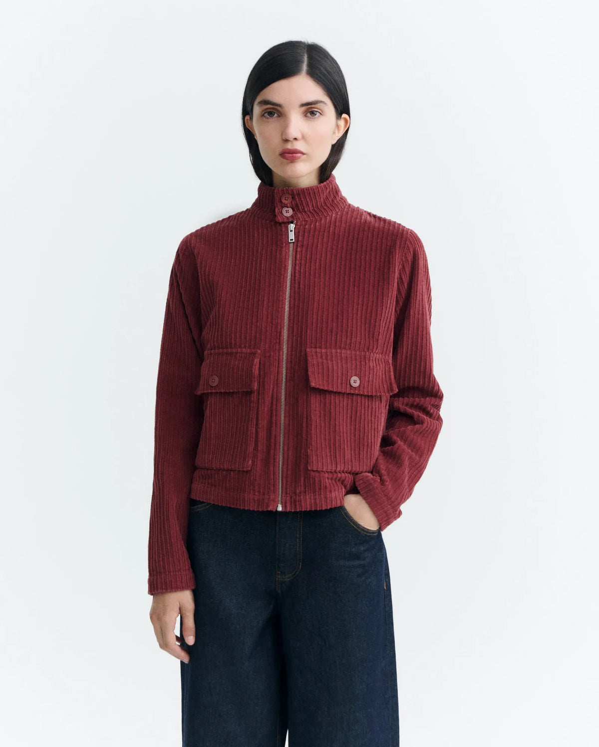 thinking mu veste zippee en velours de coton bio delia brun acajou l armoire poethique