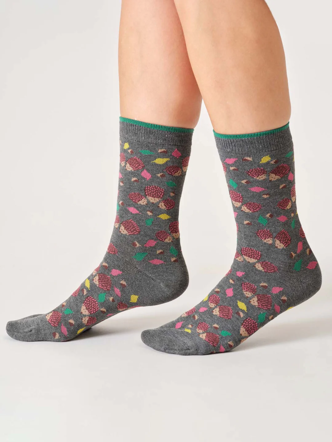 thought femme chaussette boite herisson autumnal coton bio gris bordeaux l armoire poethique 1