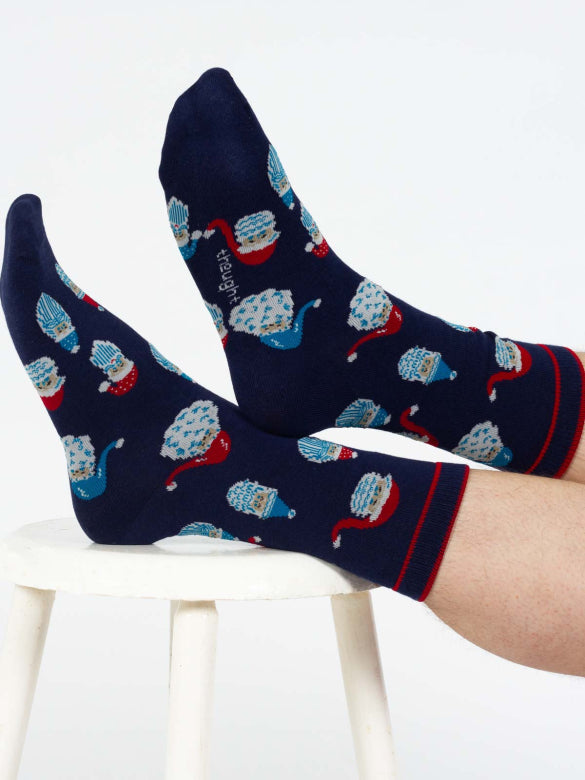 thought homme chaussette boite pere noel viscose bambou bleu marine l armoire poethique 1