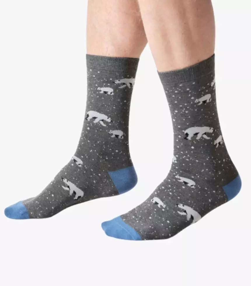 thought homme chaussette wintery polar bear viscose bambou gris l armoire poethique 1