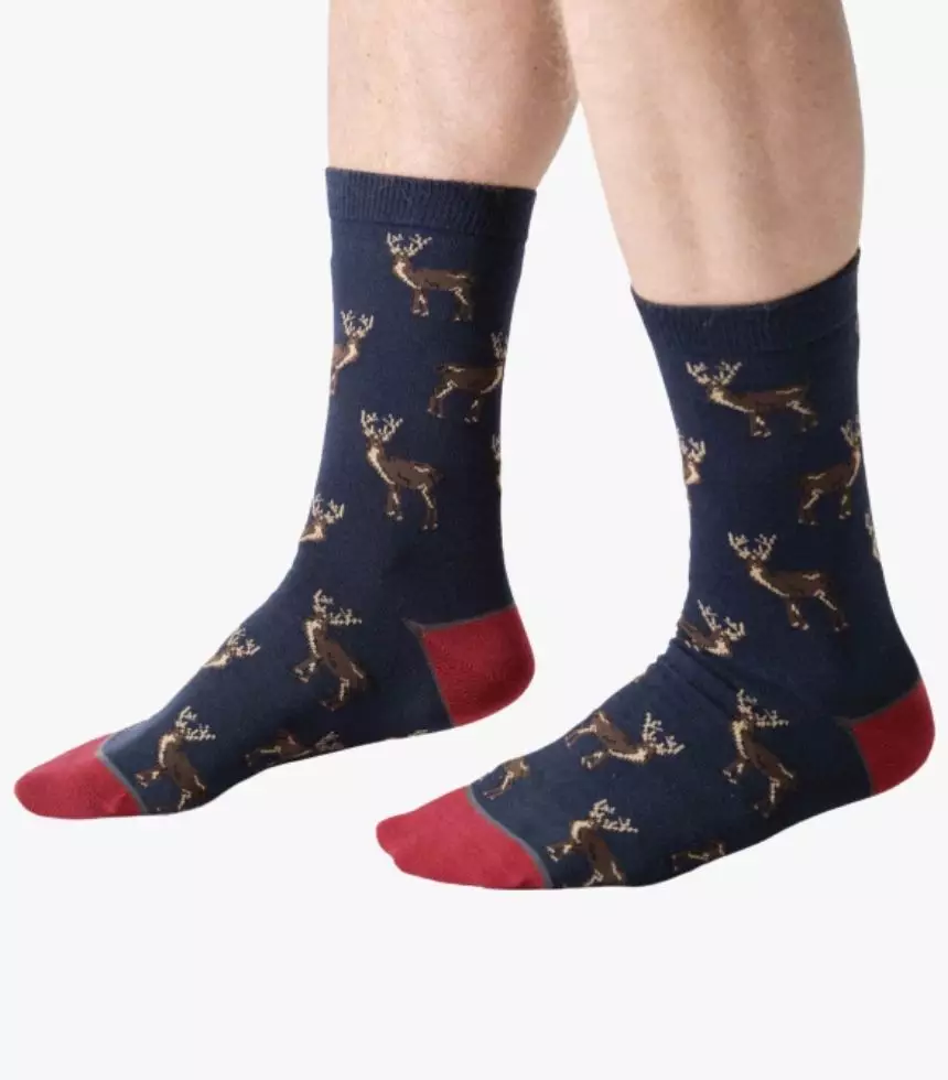 thought homme chaussette woodland stag viscose bambou bleu rouge marron l armoire poethique 2