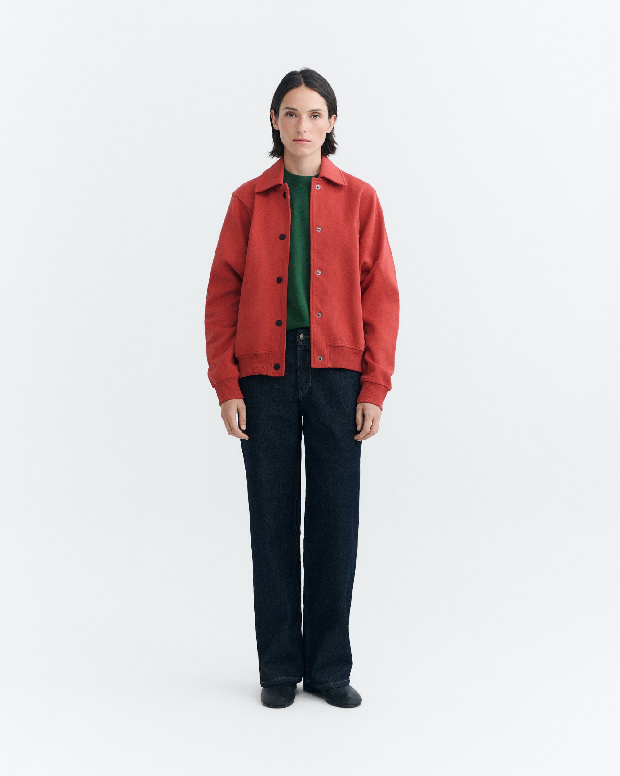 veste boutonne sweat en coton bio maisie rouge ple thinking mu femme veste sweat boutone maisie coton bio rouge l armoire poethique 2