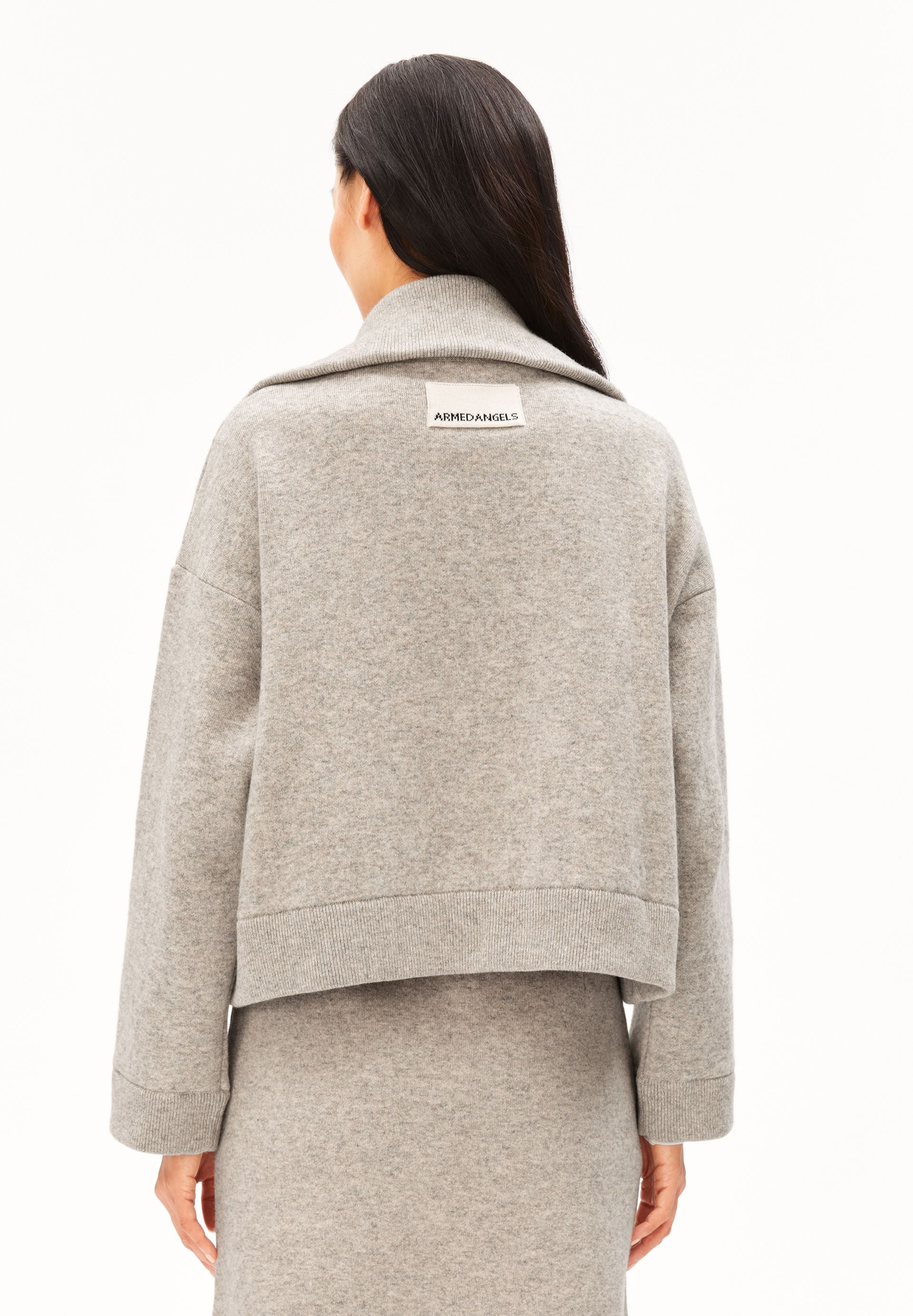 veste zippe en coton bio et laine bio beige gris armedangels femme veste laine beige l armoire poethique 2