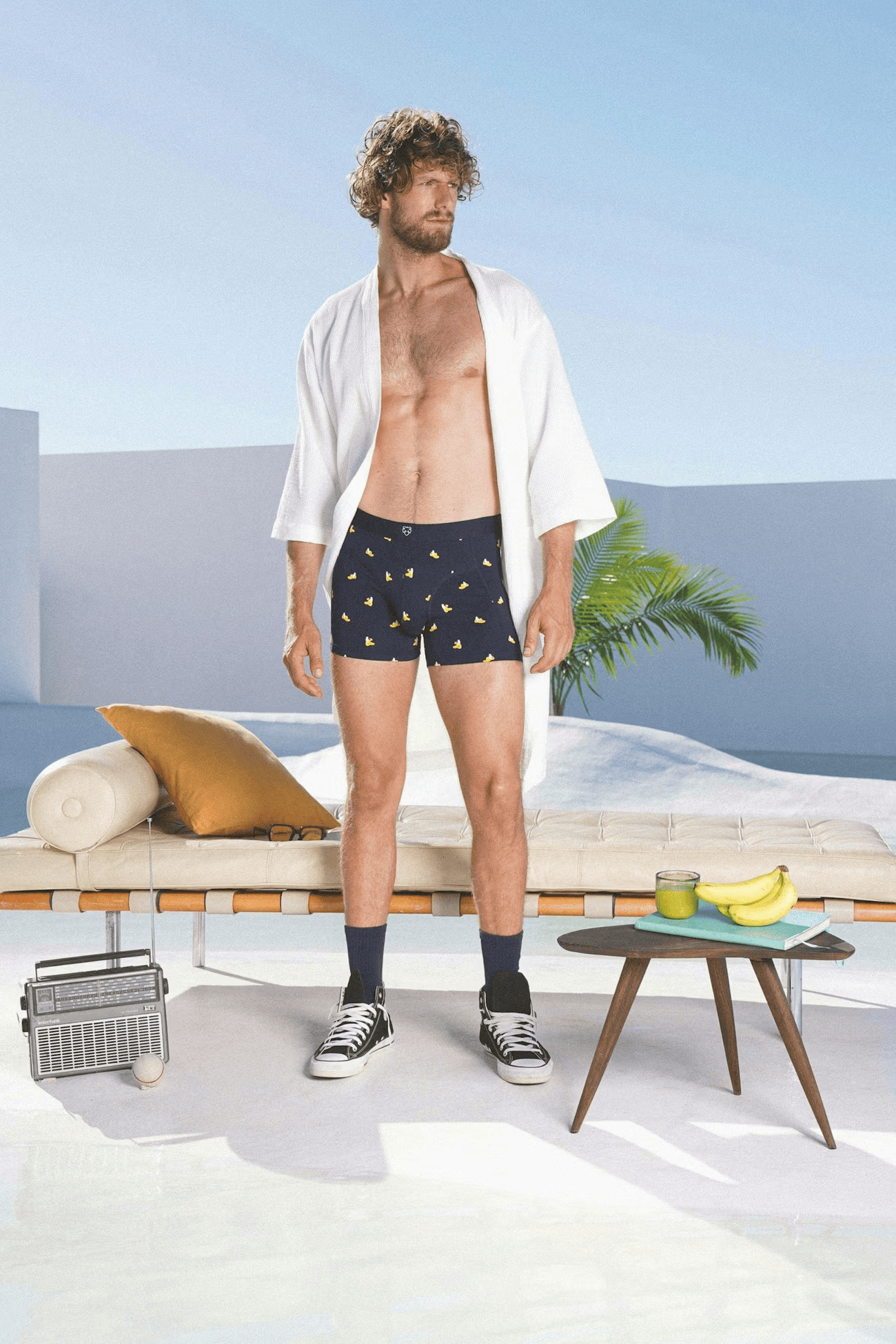 a dam homme boxer banane coton bio bleu marine jaune l armoire poethique  3 