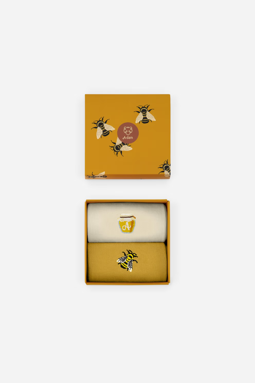 a dam homme chaussette box abeilles miel coton bio jaune blanc l armoire poethique  1 