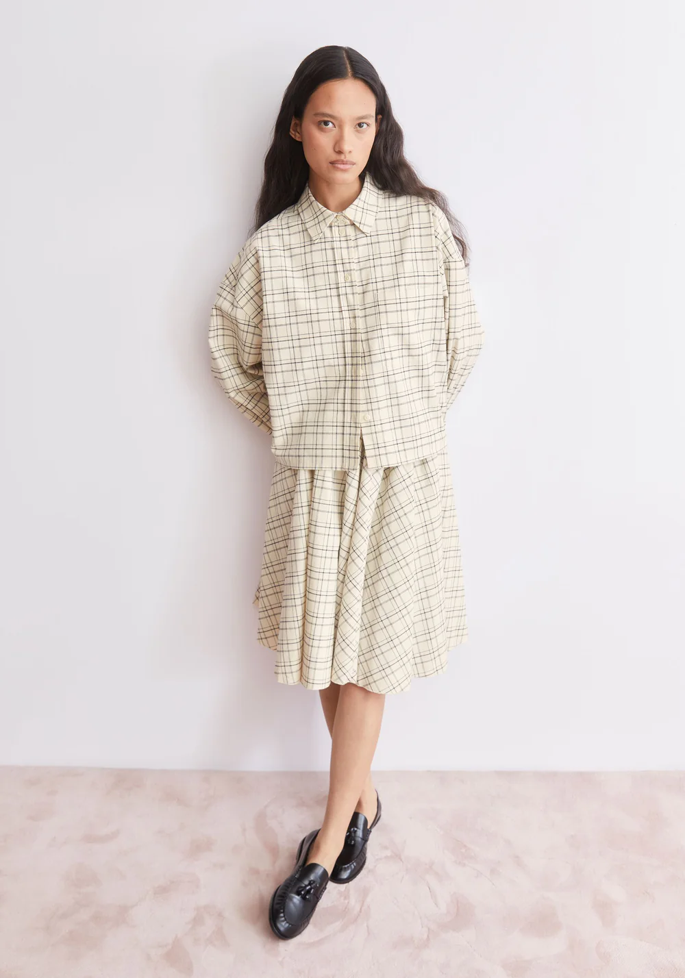 armedangels femme blouse boxy coton bio creme noir l armoire poethique  3 