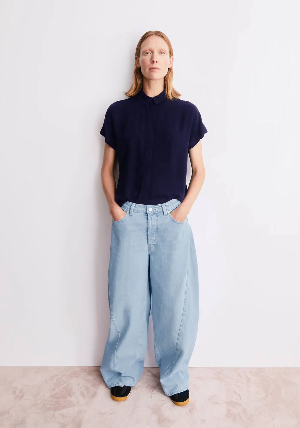 armedangels femme blouse larisaana lenzing ecovero bleu fonce l armoire poethique  3 