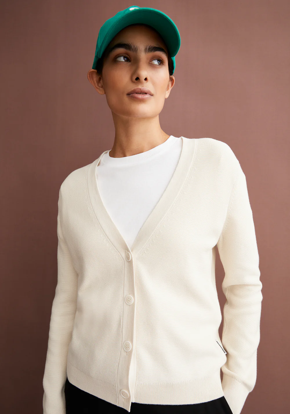 armedangels femme cardigan menal links coton bio creme l armoire poethique  2 