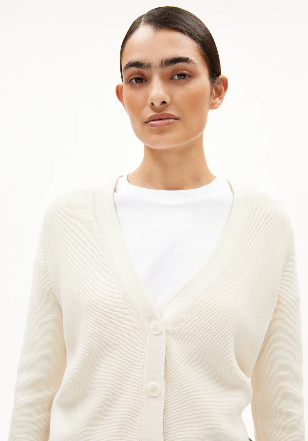 armedangels femme cardigan menal links coton bio creme l armoire poethique  3 