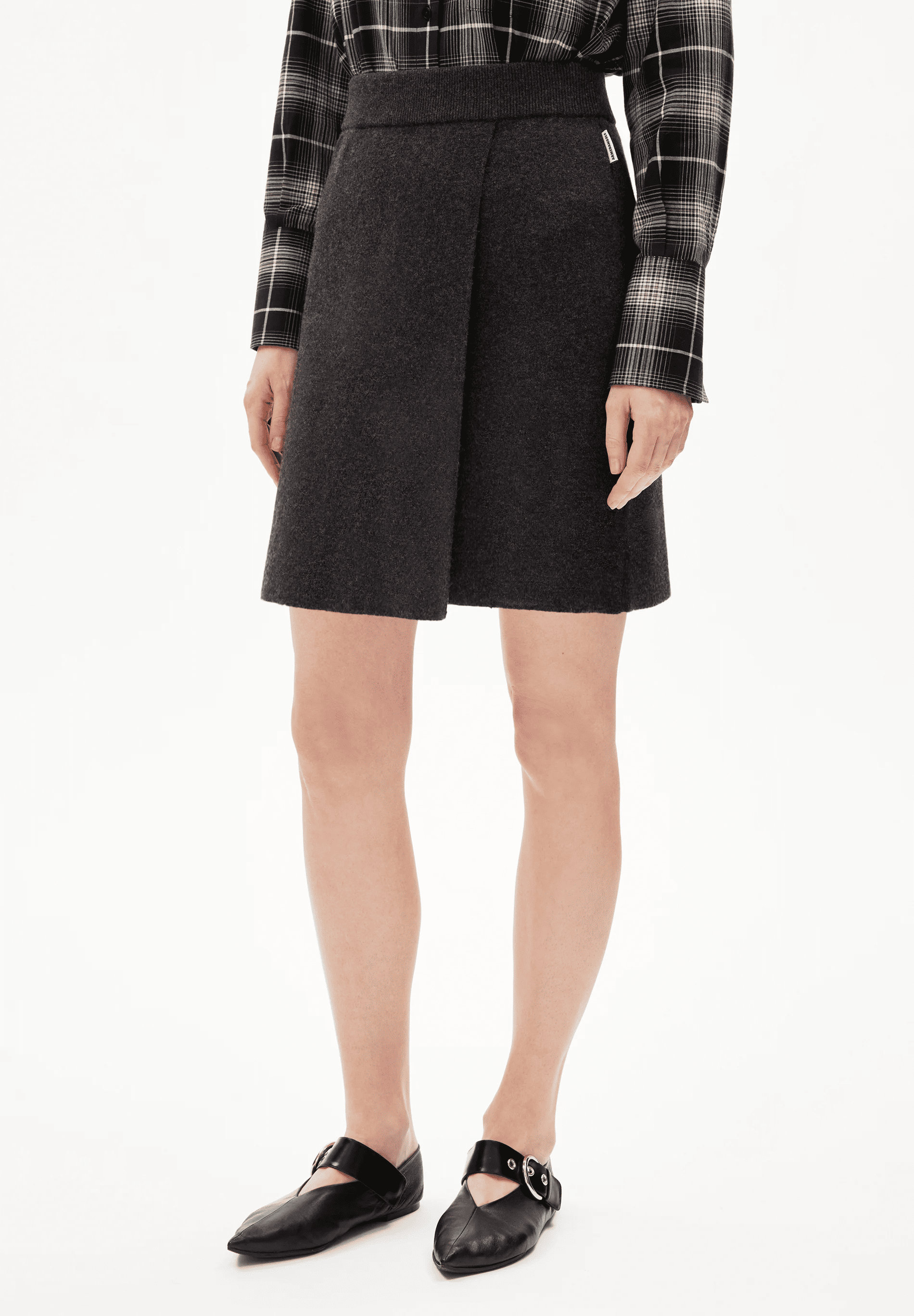 armedangels femme jupe darlaa coton bio laine bio gris anthracite l armoire poethique  1 