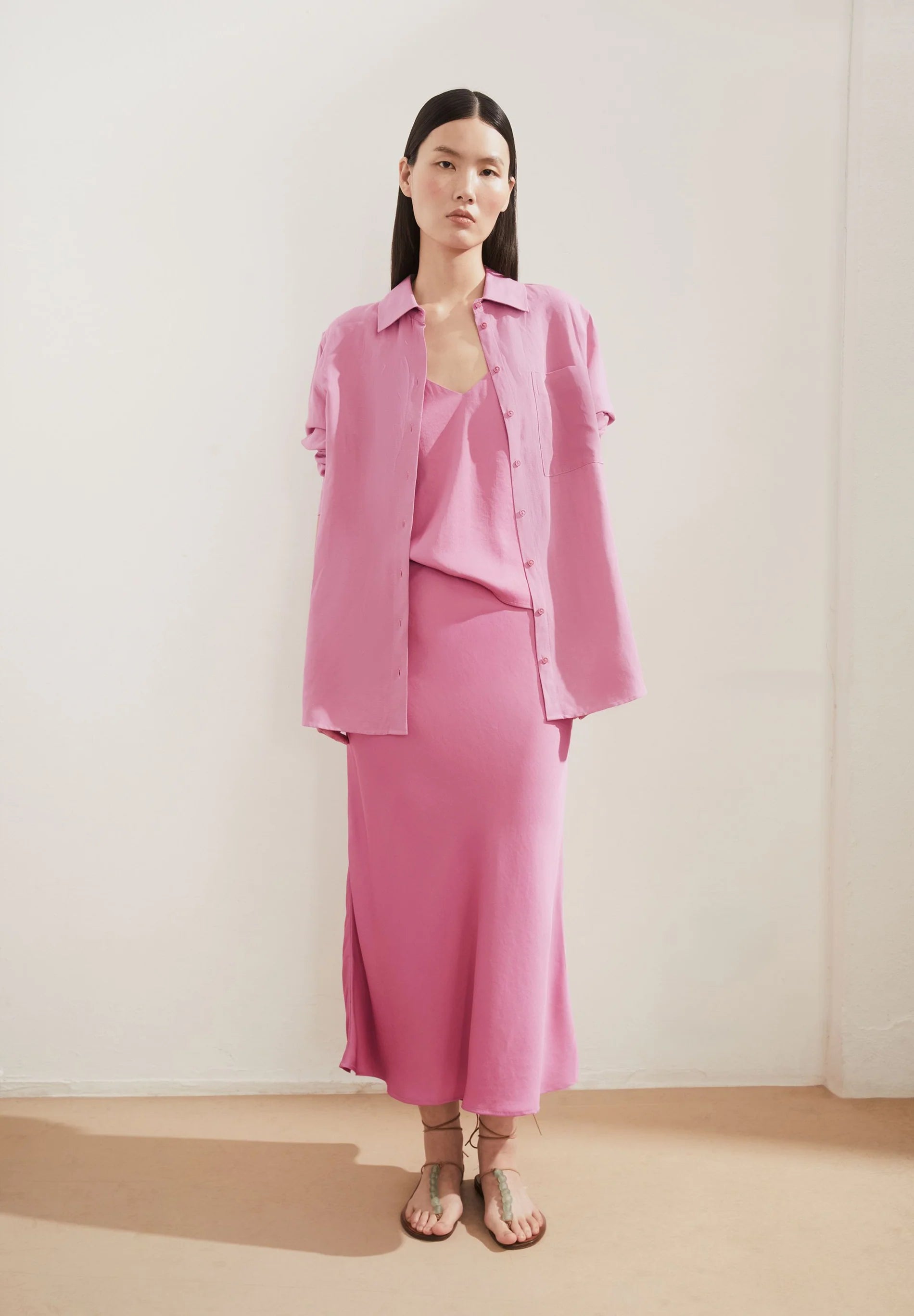 armedangels femme jupe lenova satin acetate rose l armoire poethique  1 