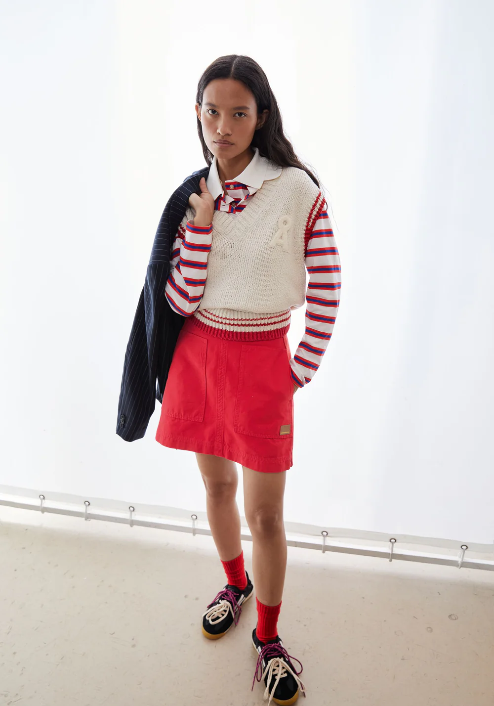 armedangels femme jupe workwear canvas mini coton bio rouge l armoire poethique  3 