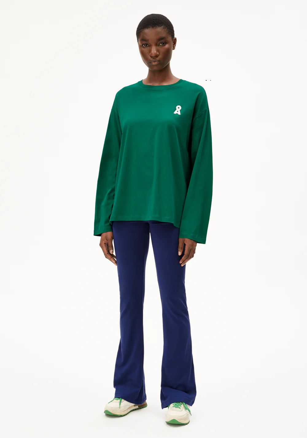 armedangels femme legging evase rehmaa coton bio bleu l armoire poethique  3 