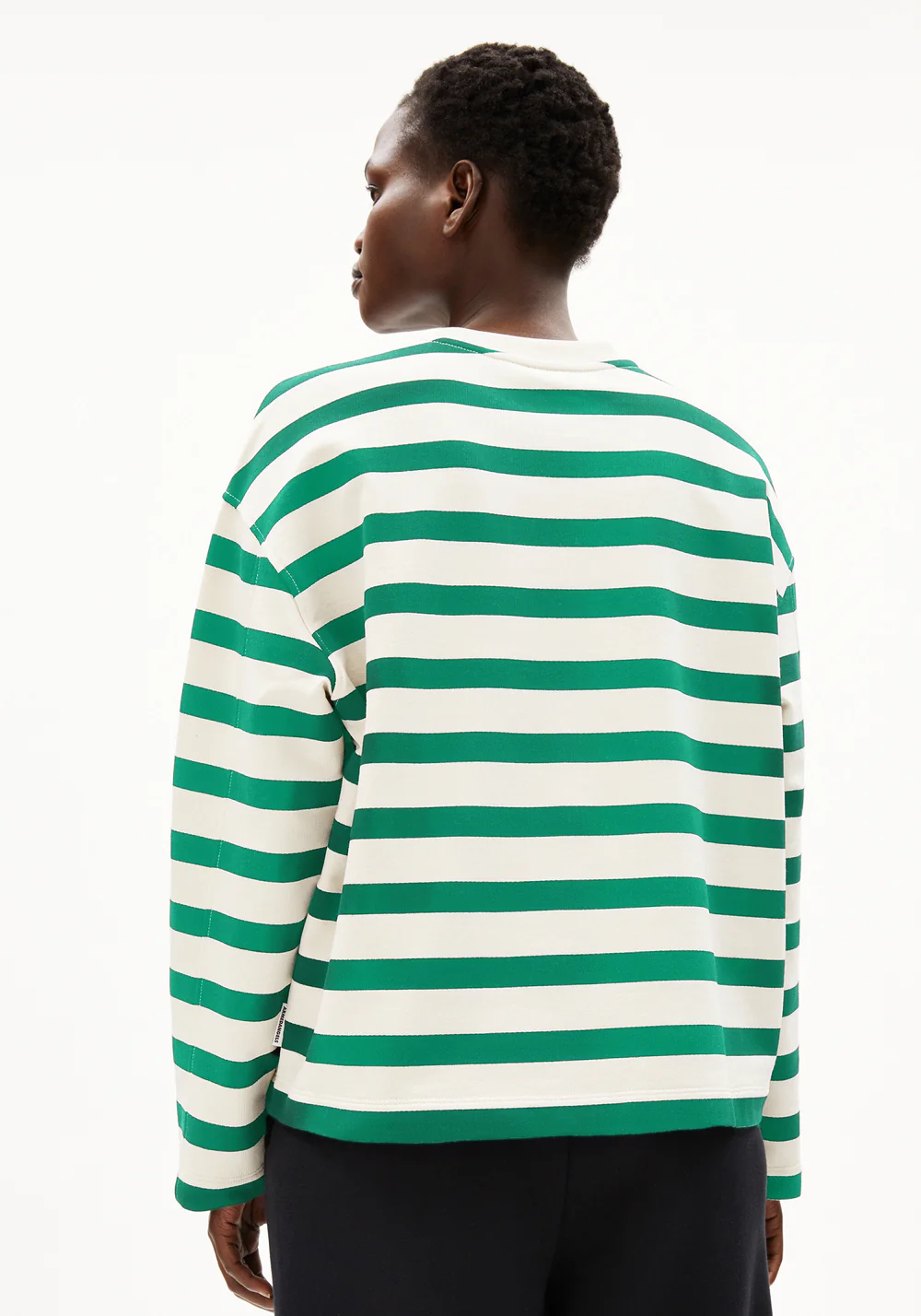 armedangels femme mariniere frankaa bold iconic coton bio vert emeraude blanc l armoire poethique  2 