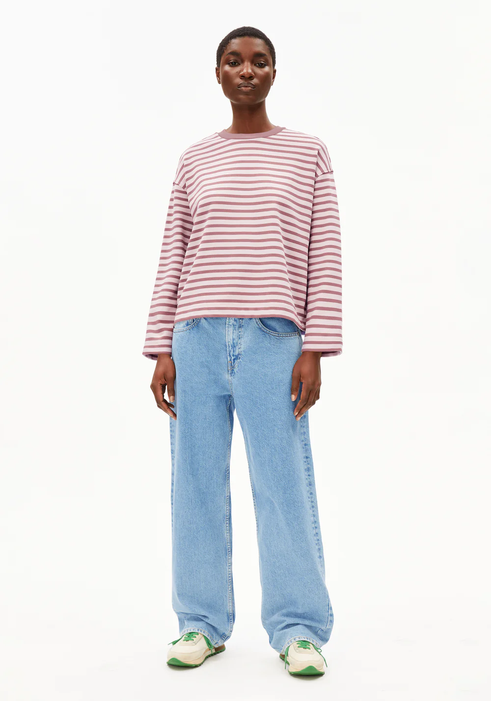 armedangels femme mariniere frankaa maarlen stripe coton bio rose l armoire poethique  5 